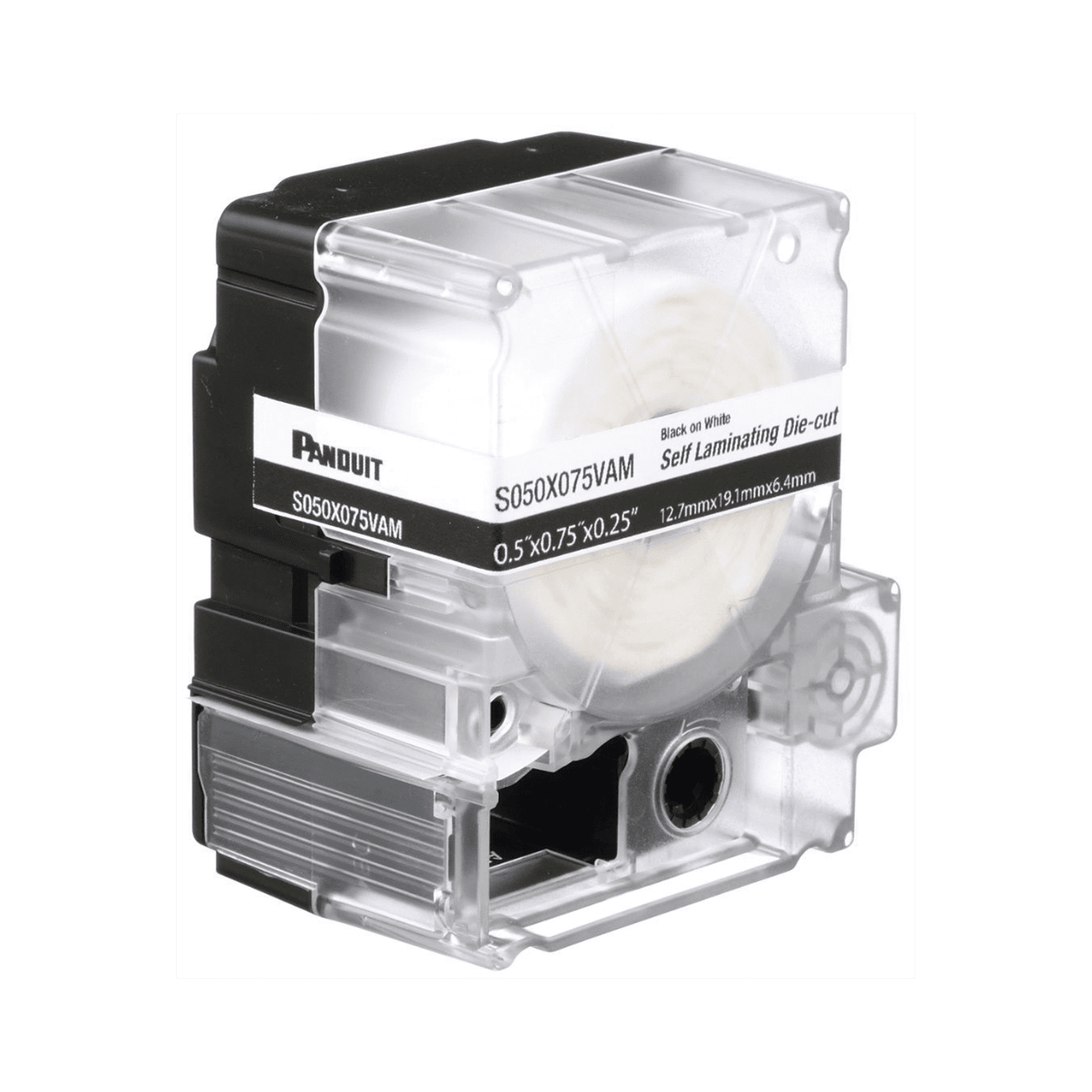 Casete de 425 Etiquetas Autolaminadas de 12.7 x 19.1 mm, para Cables de 2 a 4 mm de Diámetro, Área de Impresión Color Blanco S050X075VAM - PANDUIT