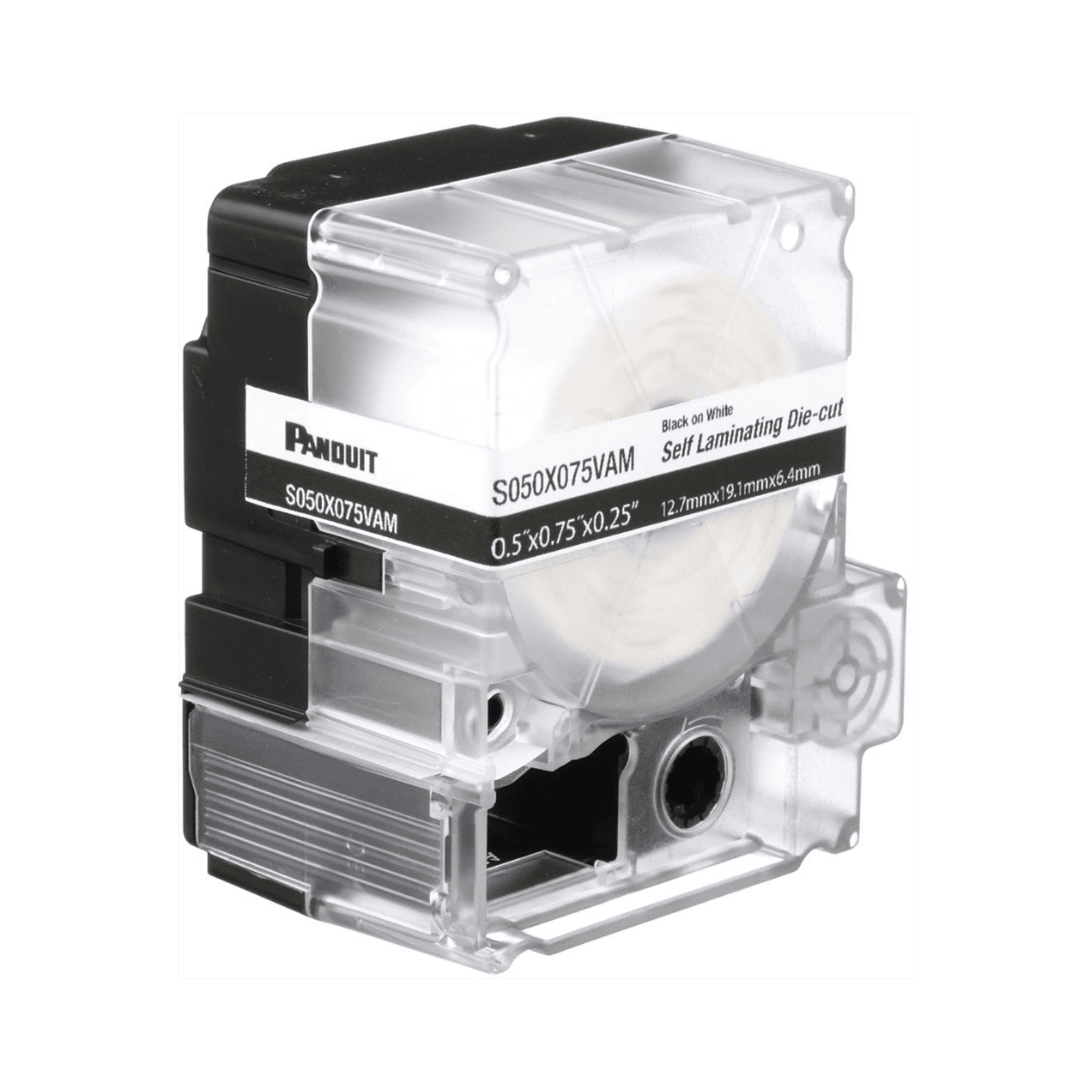 Casete de 300 Etiquetas Autolaminadas de 19.1 x 25.4 mm, para Cables de 2 a 4 mm de Diámetro, Área de Impresión Color Blanco S100X075VAM - PANDUIT