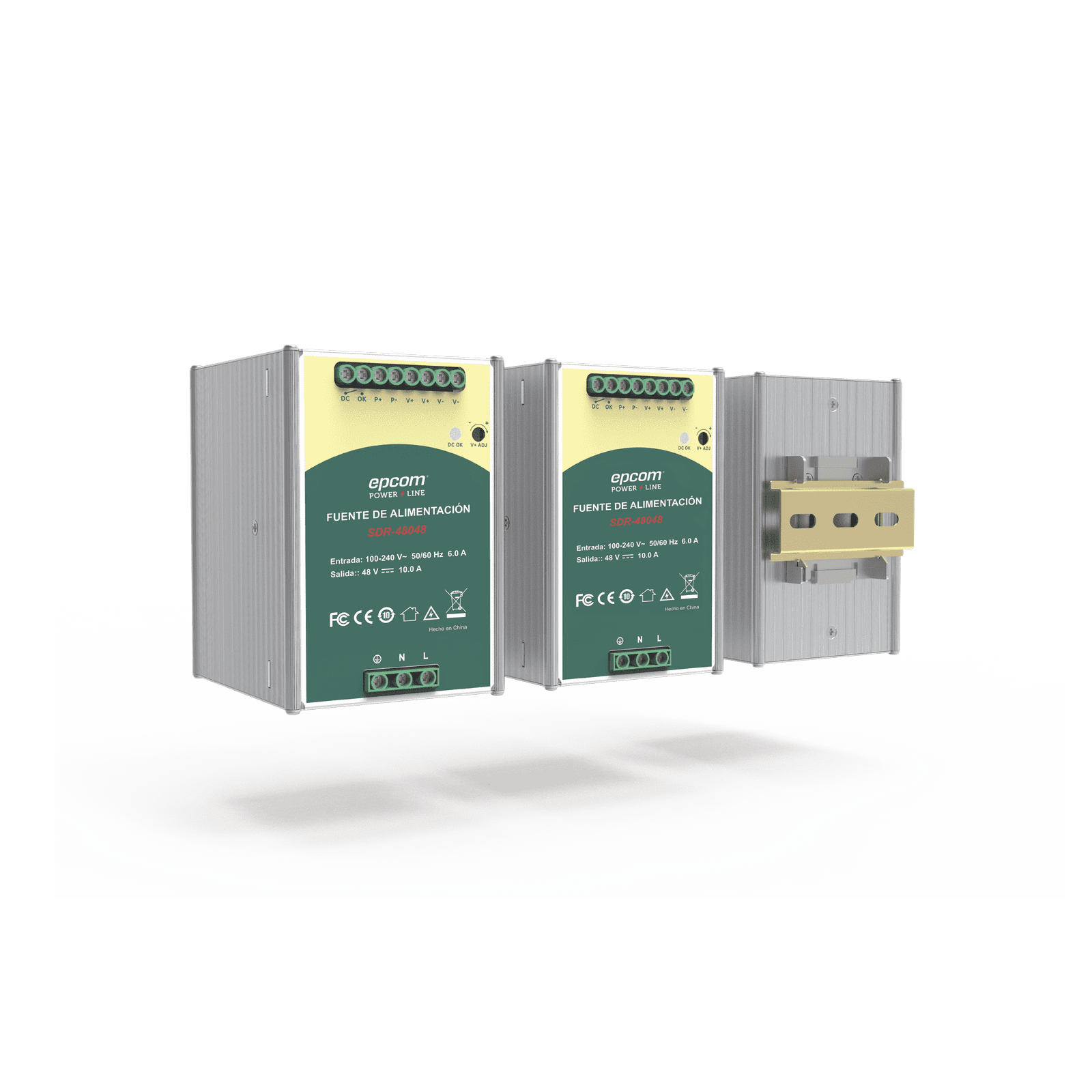 48 VCC @ 10 A / Fuente de alimentación / Función relay Vcc / Industrial / 480 W / Función de conexión paralelo 3,840 W ( 7 + 1 ) / din riel SDR-48048 - EPCOM POWERLINE