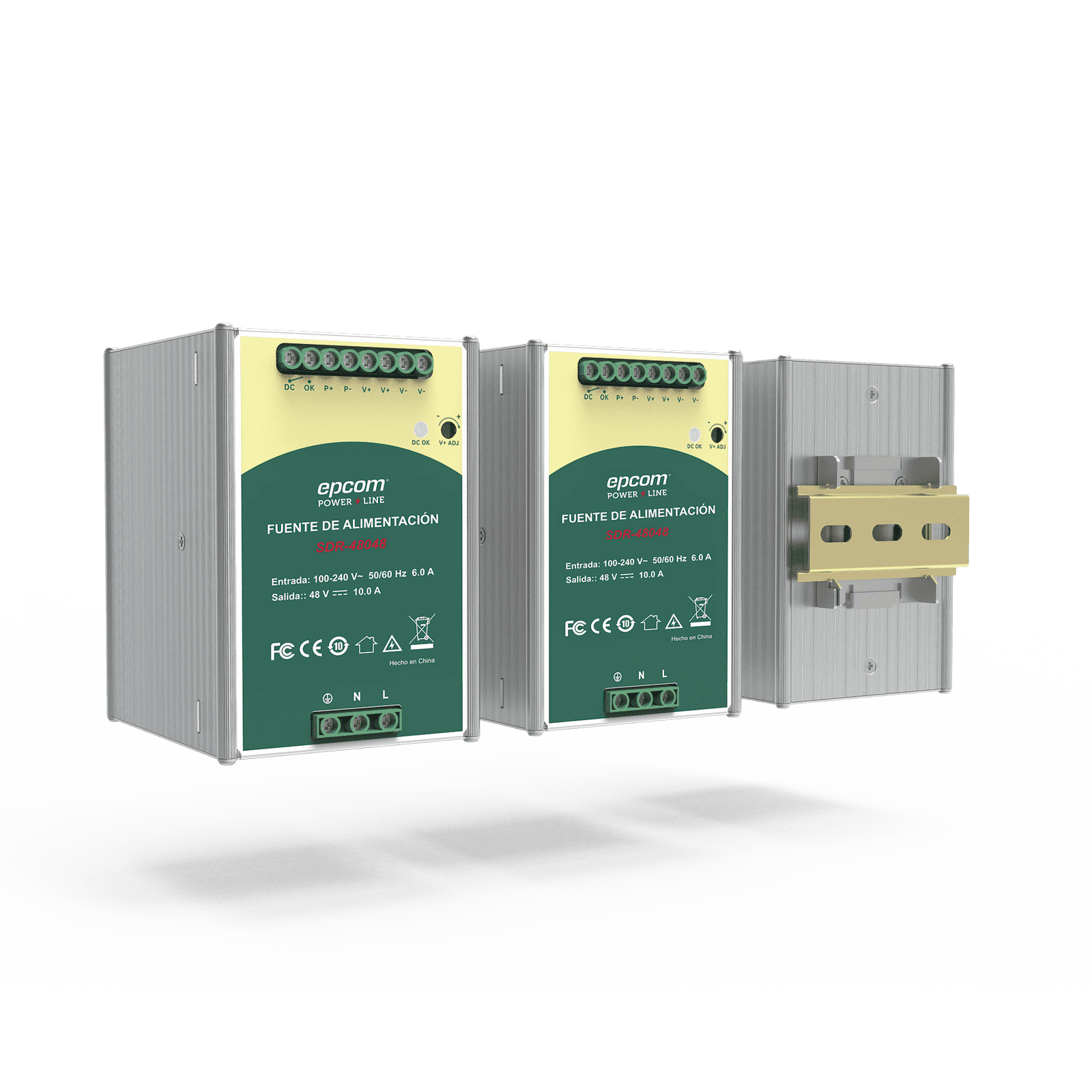 48 VCC @ 10 A / Fuente de alimentación / Función relay Vcc / Industrial / 480 W / Función de conexión paralelo 3,840 W ( 7 + 1 ) / din riel SDR-48048 - EPCOM POWERLINE