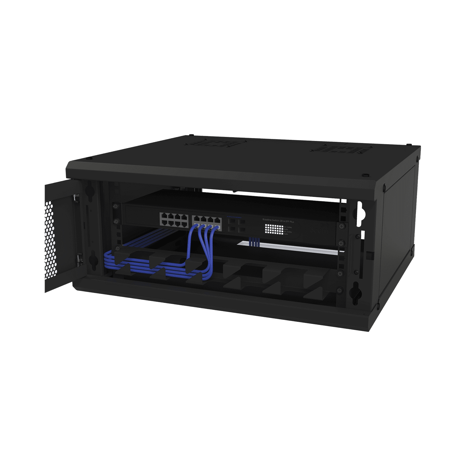 Gabinete de Pared Fijo, Con 4 Unidades de Rack, de 19 in, Fabricado en Acero, Puerta Perforada. SR-1904-GFP-VR2 - LINKEDPRO BY EPCOM
