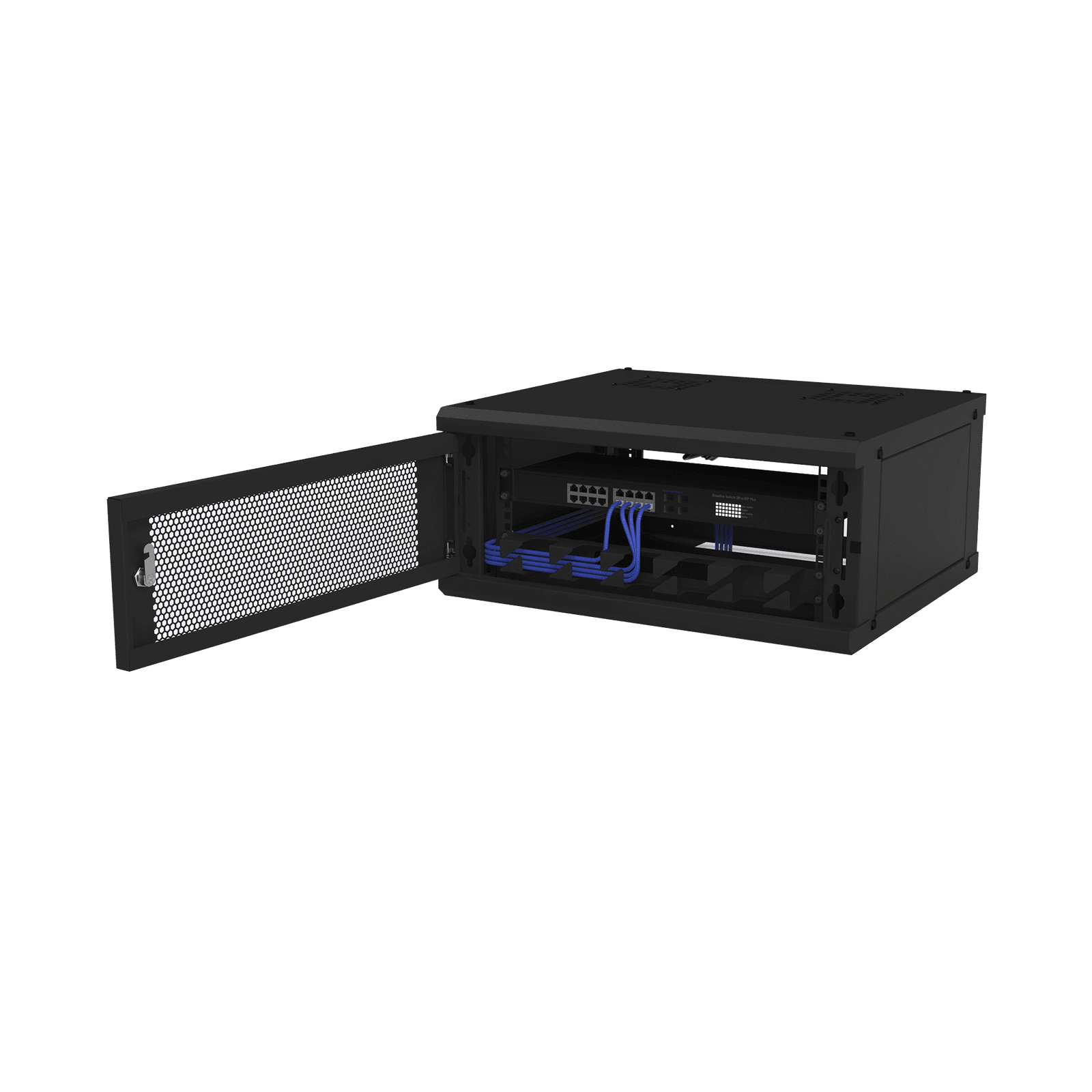 Gabinete de Pared Fijo, Con 4 Unidades de Rack, de 19 in, Fabricado en Acero, Puerta Perforada. SR-1904-GFP-VR2 - LINKEDPRO BY EPCOM