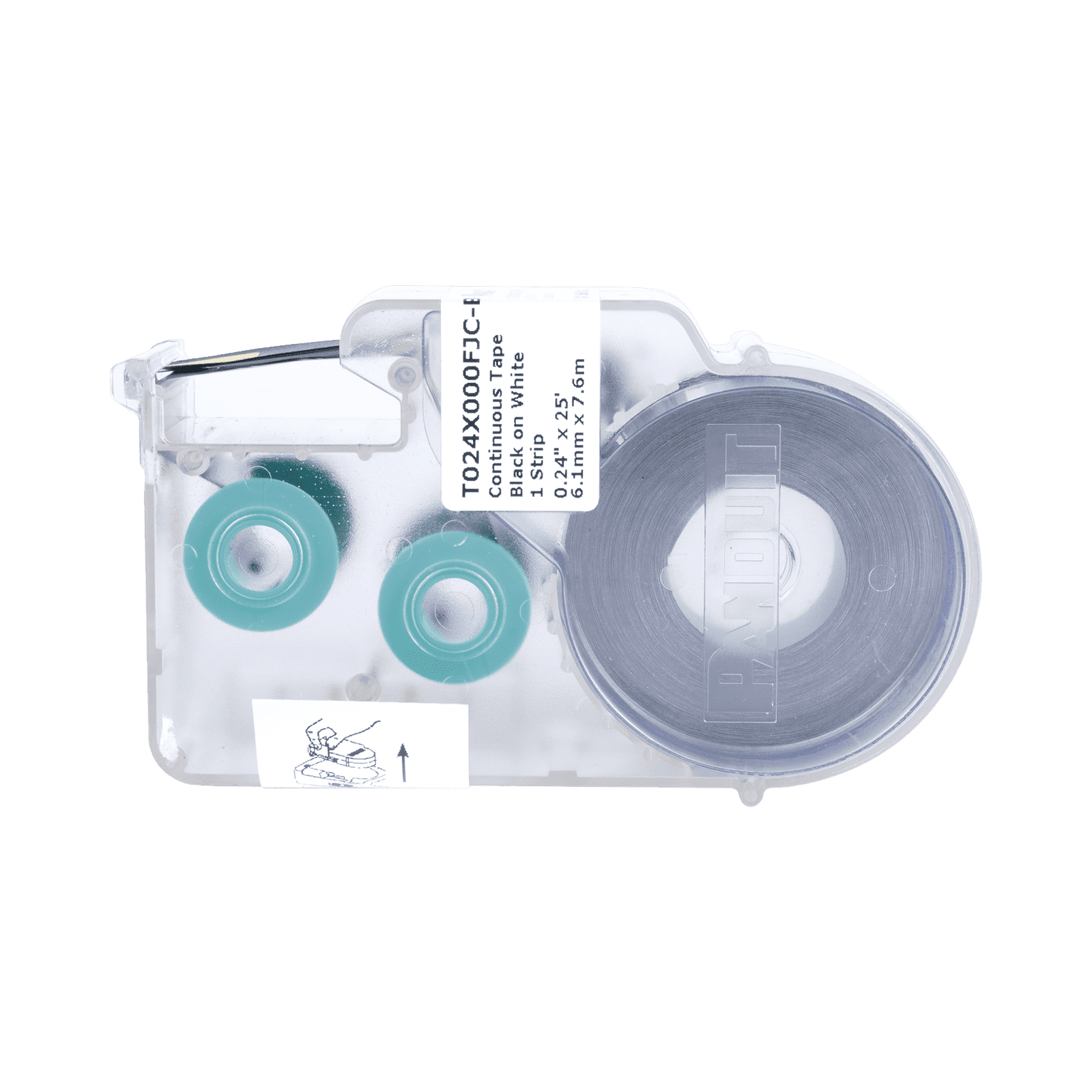 Casete de Etiquetas de Poliolefina de Cinta Continua, Color Blanco sobre Negro, Uso Interior/Exterior, 6.1 mm de Ancho x 7.6 metros de Largo T024X000FJC-BK - PANDUIT