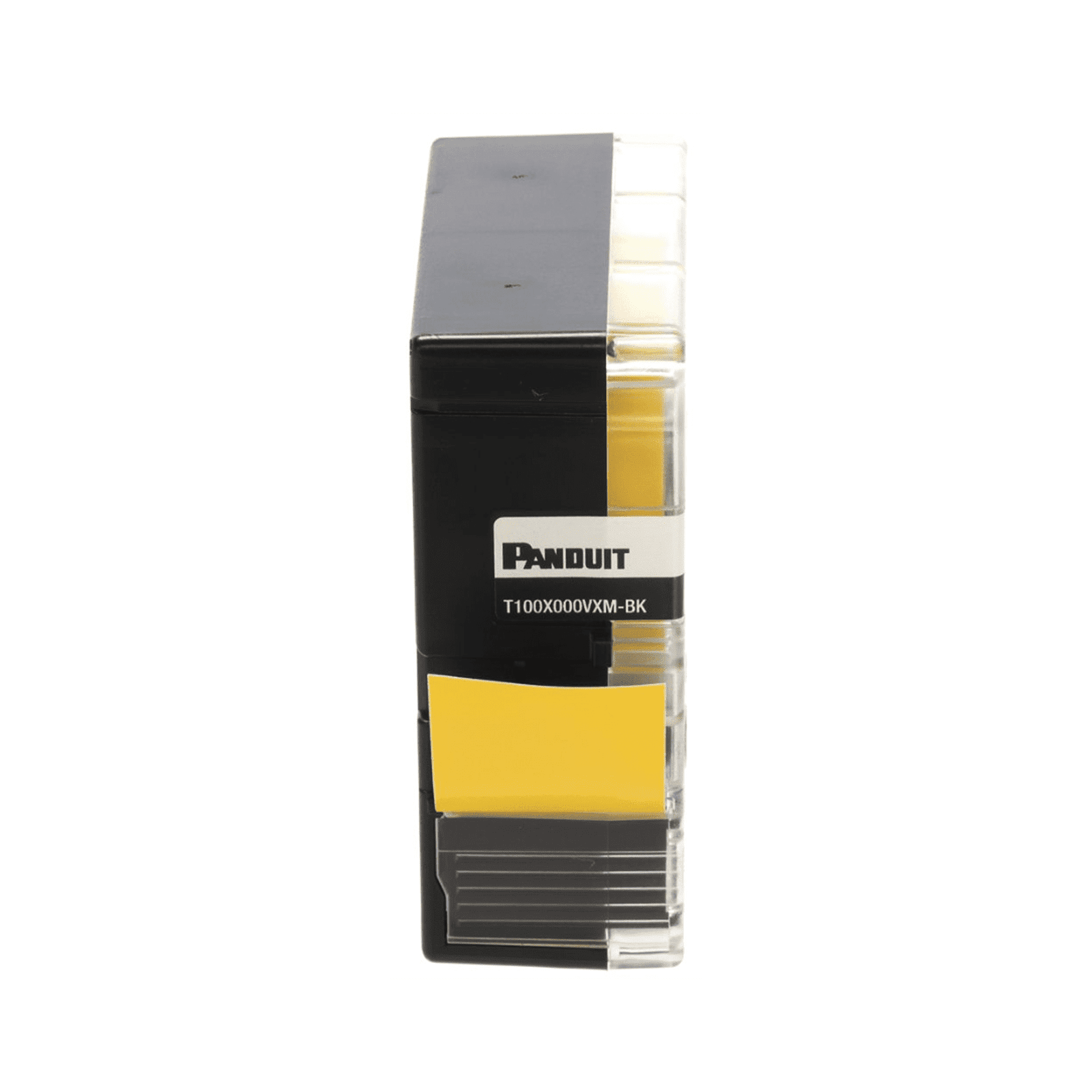 Casete de Etiquetas de Vinilo de Cinta Continua, Color Negro Sobre Amarillo, Uso Interior/Exterior, 24 mm (1 in) de Ancho x 7 m (23 ft) de Largo T100X000VXM-BK - PANDUIT