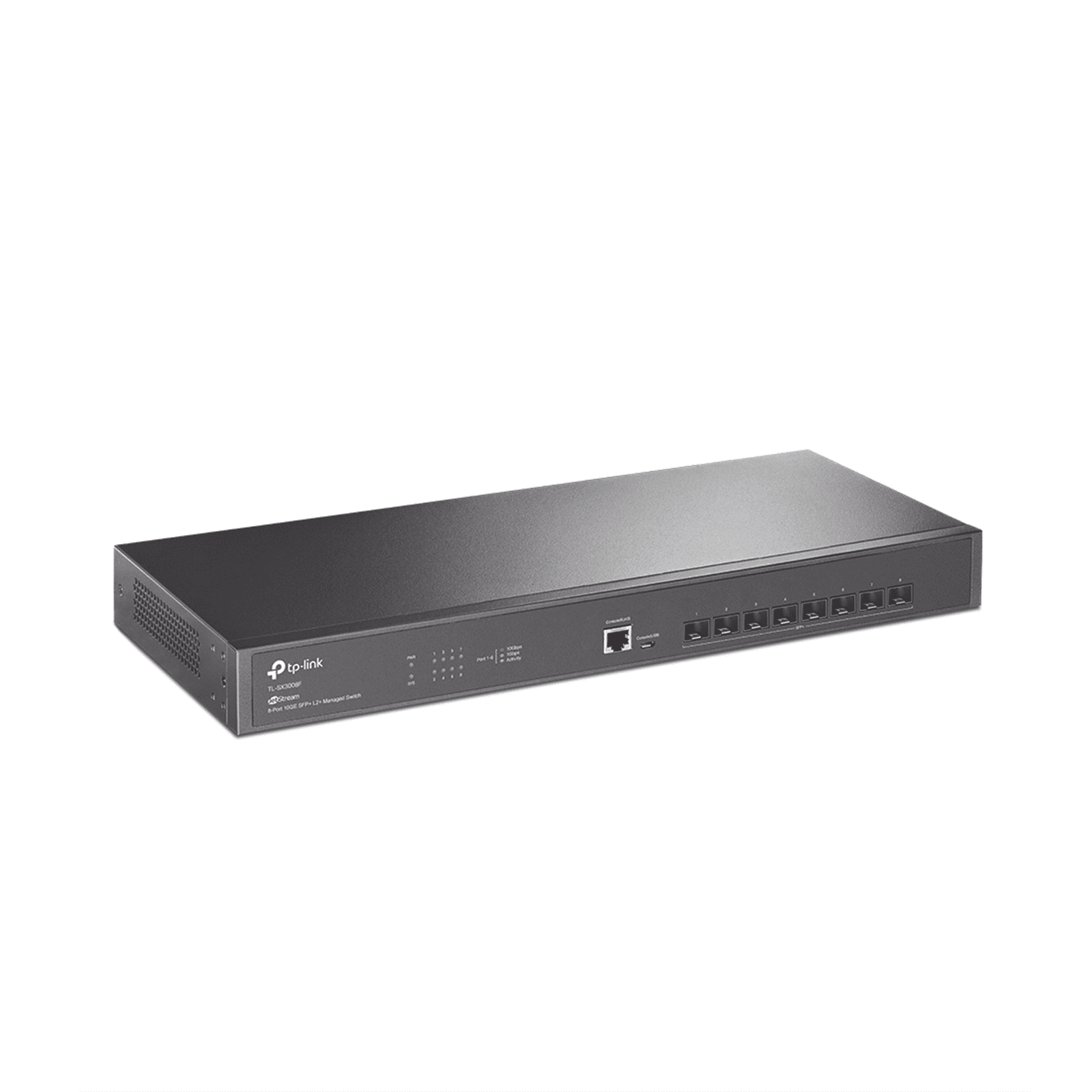 Switch Fibra Óptica L2+ Omada / 8 Puertos SFP+ 10G /  2 Puertos Consola (RJ45 y micro-USB) / Administración Centralizada Omada o Stand-Alone / Multicast IGMP / Calidad de Servicio / Montaje en Rack / Silencioso (sin ventiladores) TL-SX3008F - TP-LINK