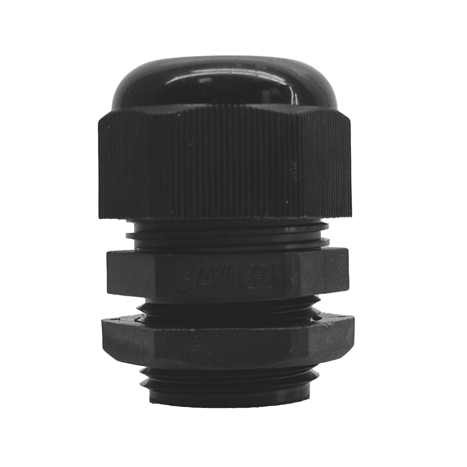 Conector Plástico Negro Tipo Glándula para Rosca NPT 3/4″ TXG-PG-34NBK - TXPRO