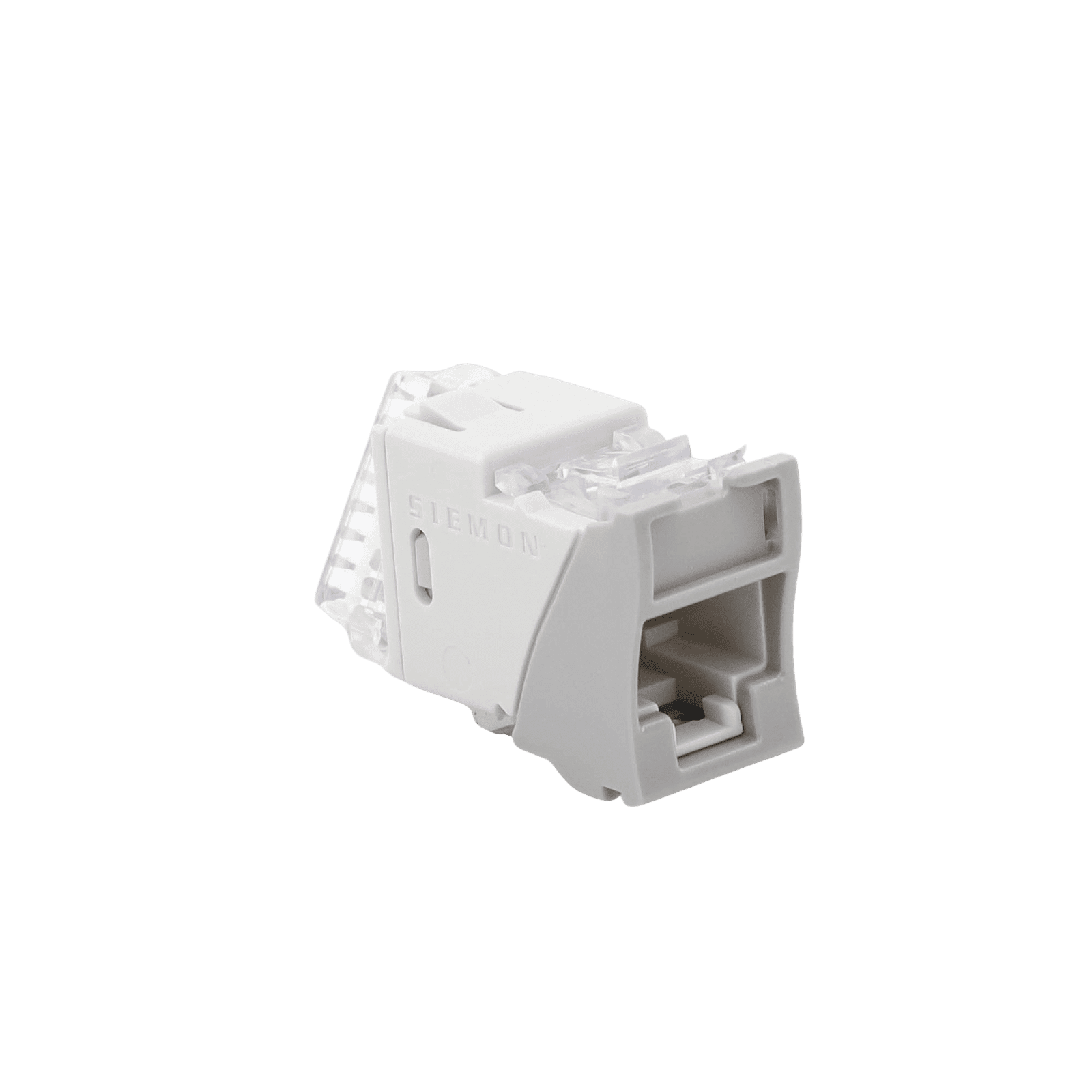 Jack UltraMAX Cat5e, UTP, Montaje híbrido en Placa de Pared (Plano y Angulado), Color Gris, Punch Down U5-H04NS - SIEMON