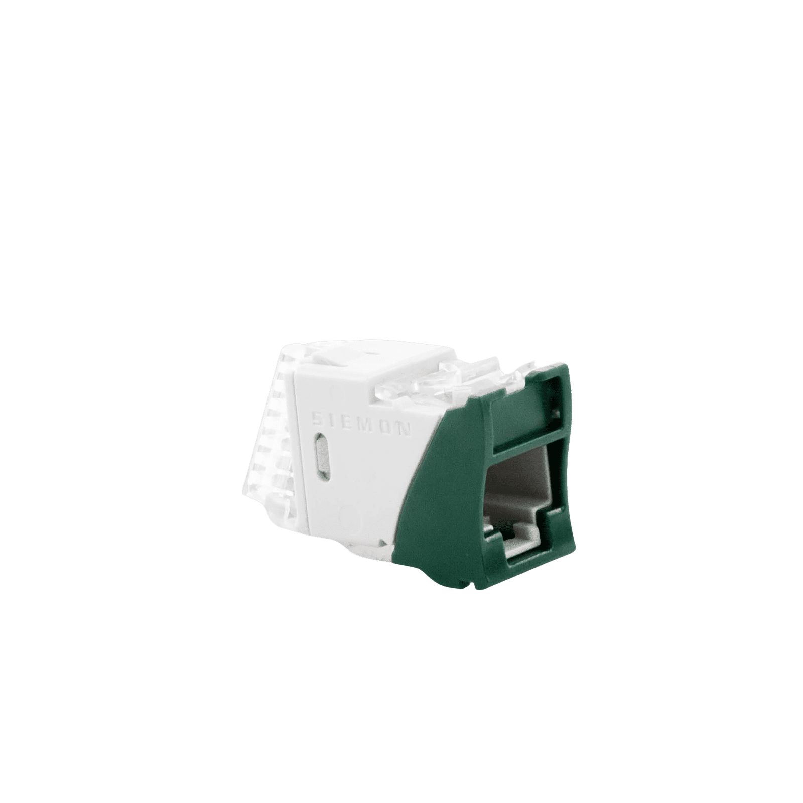 Jack UltraMAX Cat6A, UTP, Montaje híbrido en Placa de Pared (Plano y Angulado), Color Verde, Punch Down U6A-H07NS - SIEMON