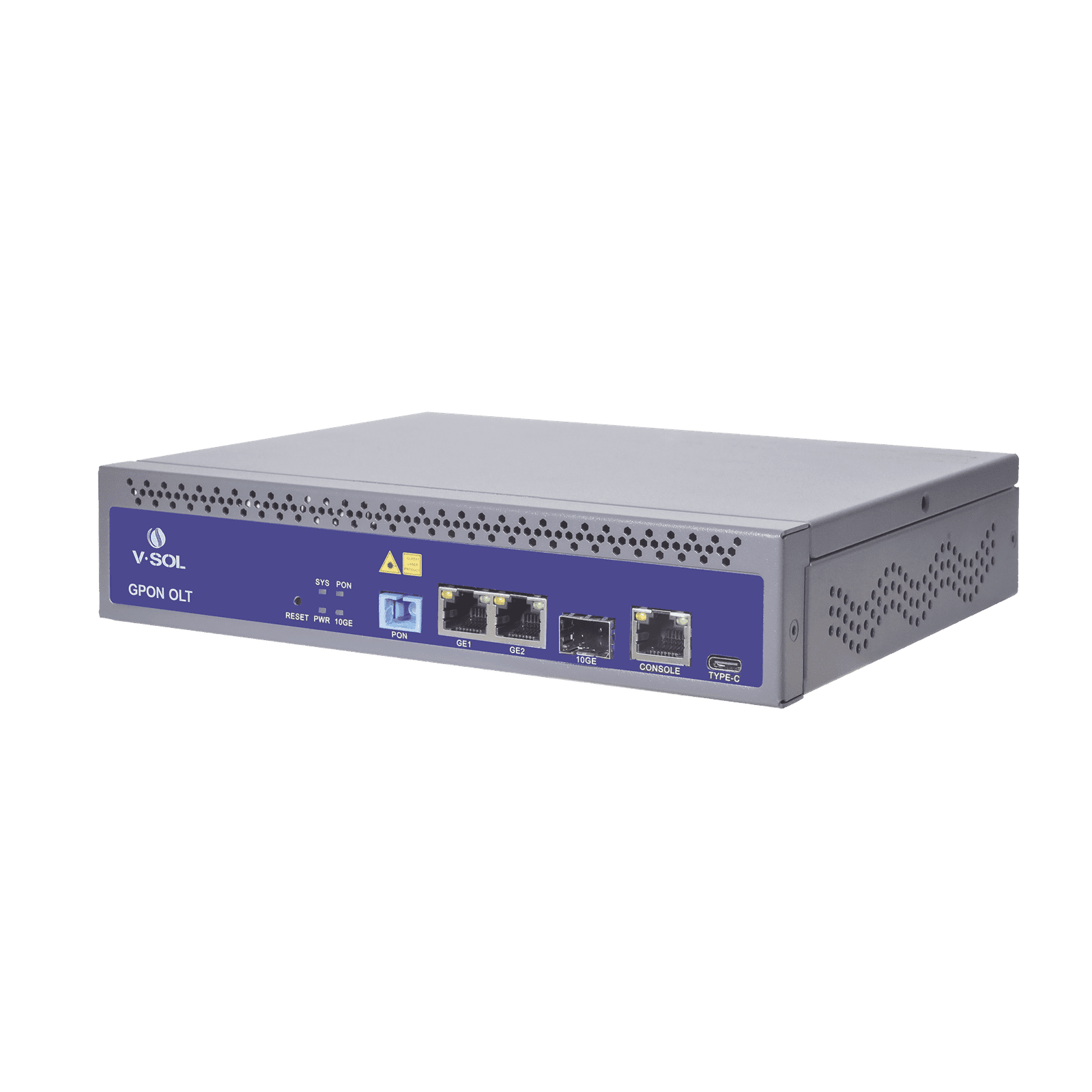 OLT de 1 puerto GPON con 3 puertos Uplink (2 puertos Gigabit Ethernet + 1 puerto SFP/SFP+) , hasta 128 ONUS, V1600-GS 216430 - V-SOL