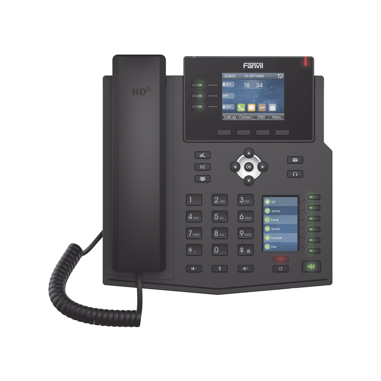 Teléfono IP Empresarial con Estándares Europeos, 12 lineas SIP con pantalla a color, 30 teclas DSS/BLF, puertos Gigabit, IPv6, Opus , PoE/DC X4U - FANVIL