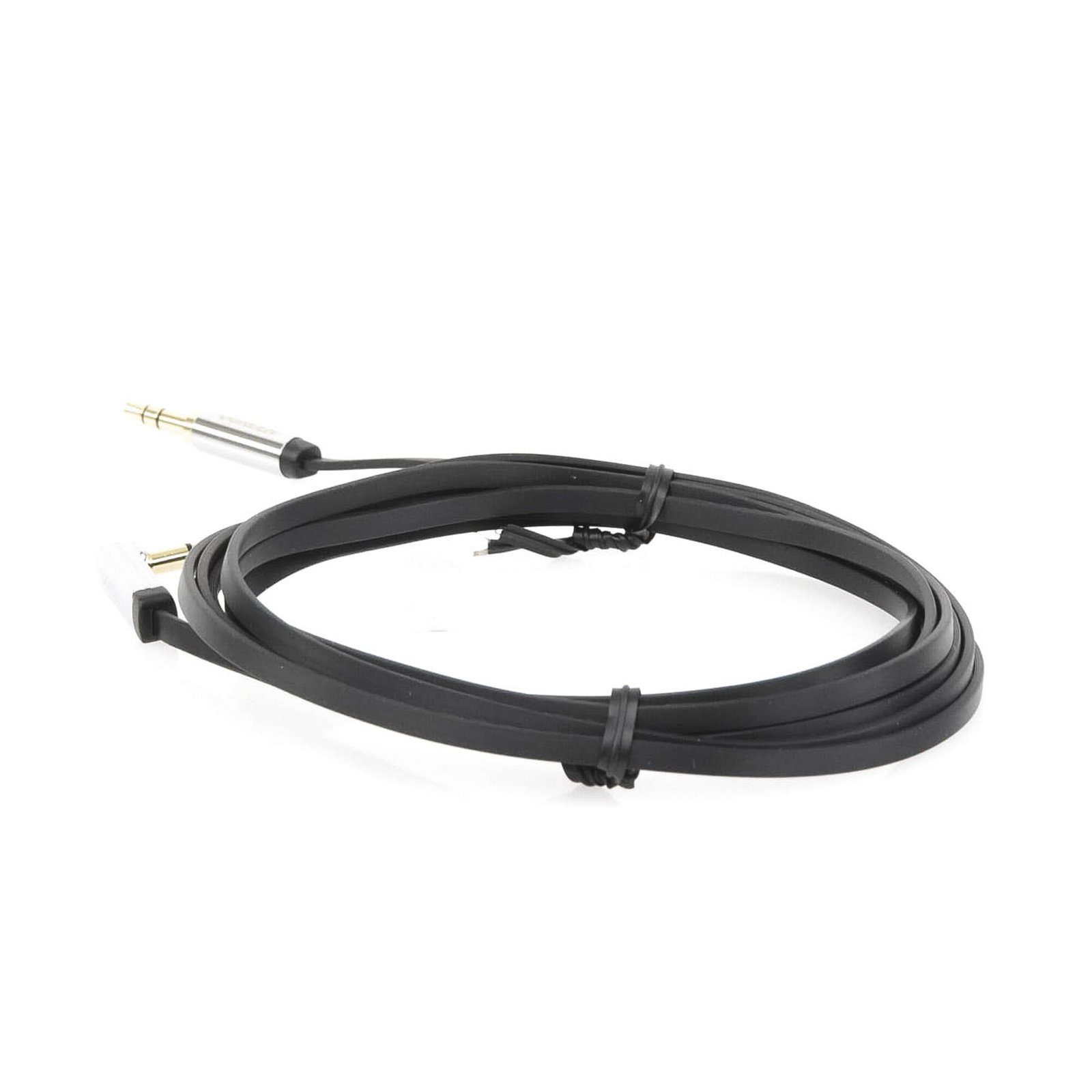 Cable Auxiliar Plano 2 Metros / Conector 3.5mm a 3.5mm / Macho-Macho / Recto a Angulo / Ángulo de 90° en una de sus Puntas / Color Negro 10599 - UGREEN