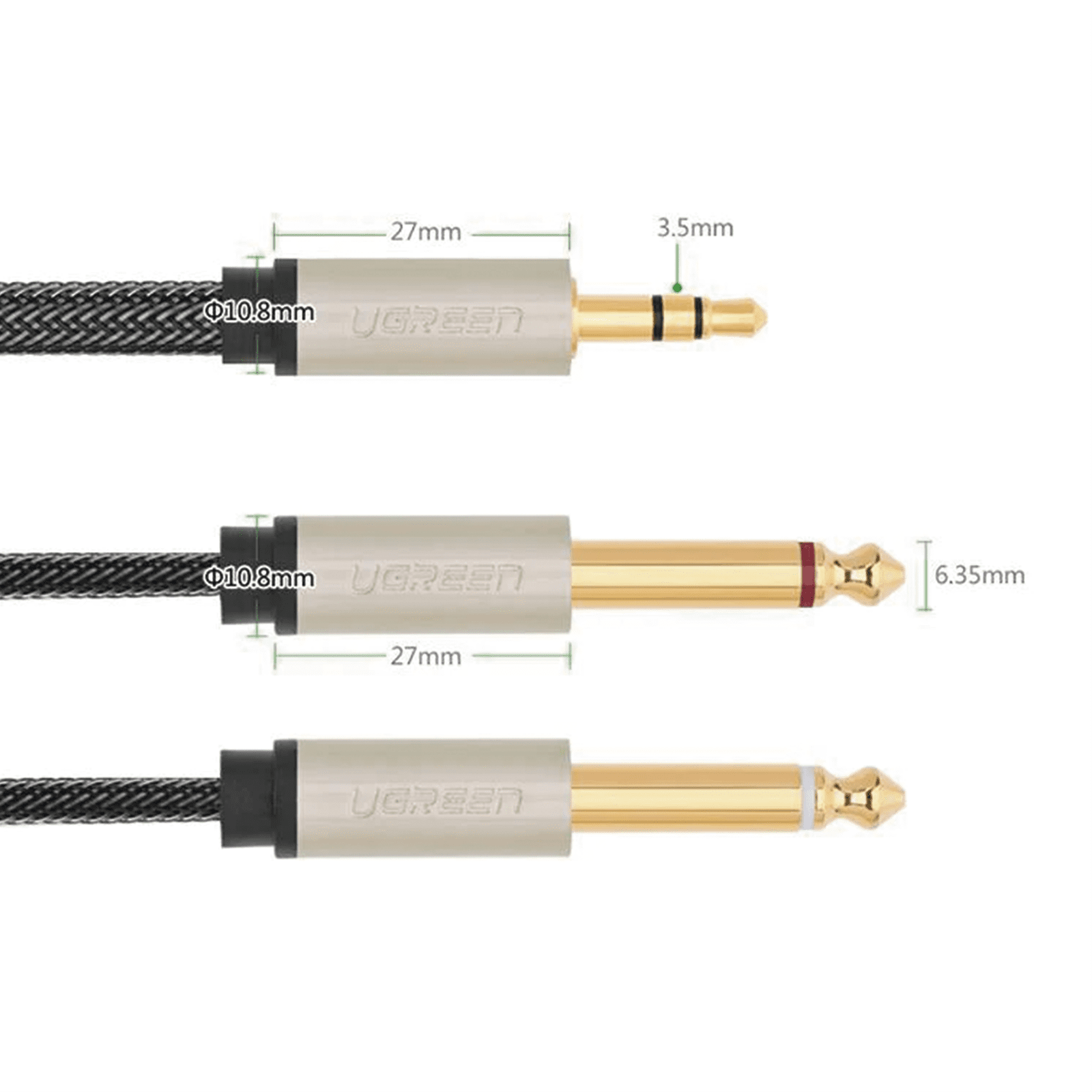 Cable de Audio Premium de 3.5 mm a 6.35mm / Blindaje Interior Múltiple / Transferencia de Audio sin Pérdidas / 5 Metros / Caja de Aleación de Zinc / Amplia Compatibilidad. 10619 - UGREEN