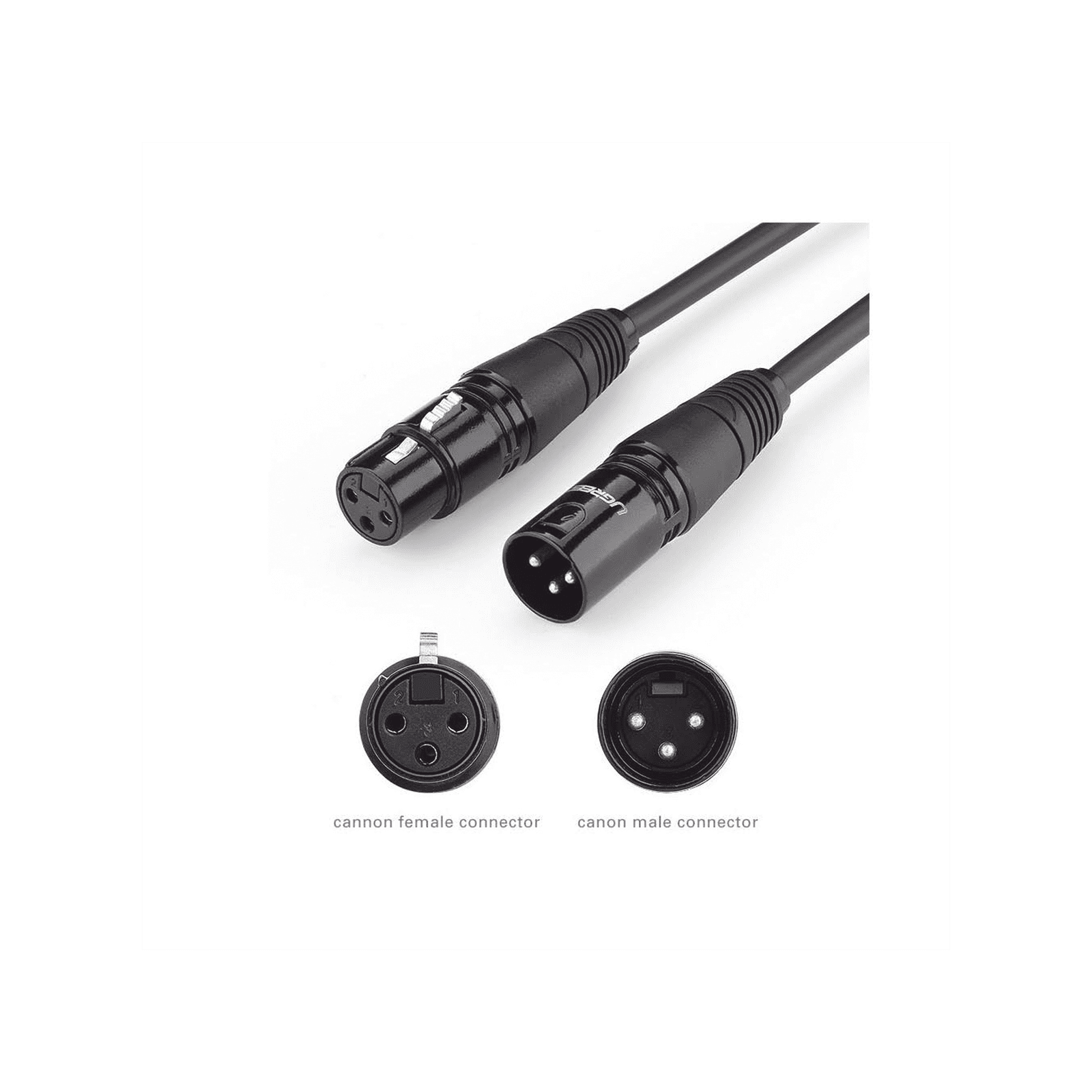 Cable para Micrófono XLR Tipo Canon Macho a Hembra | 5 Metros Plug & Play | Anti interferencias | Triple Blindaje | Alta Calidad | Color Negro 20712 - UGREEN