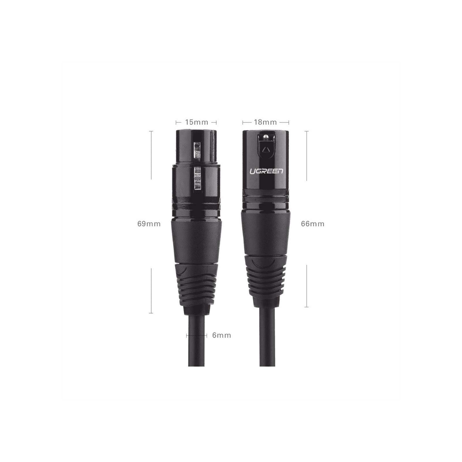 Cable para Micrófono XLR Tipo Canon Macho a Hembra | 5 Metros Plug & Play | Anti interferencias | Triple Blindaje | Alta Calidad | Color Negro 20712 - UGREEN