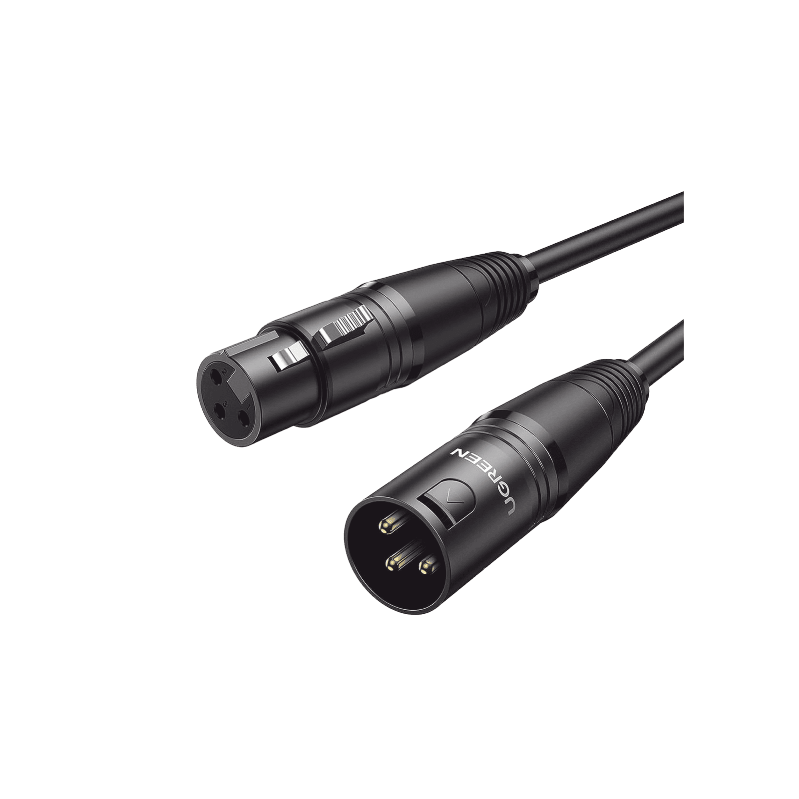 Cable para Micrófono XLR Tipo Canon Macho a Hembra / 10 Metros / Plug & Play / Antiinterferencias / Triple Blindaje / Alta Calidad / Color Negro 20714 - UGREEN