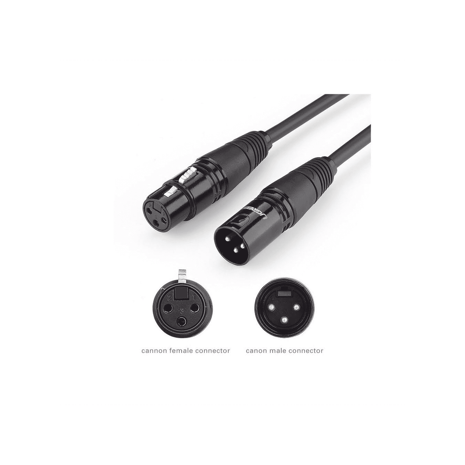 Cable para Micrófono XLR Tipo Canon Macho a Hembra / 10 Metros / Plug & Play / Antiinterferencias / Triple Blindaje / Alta Calidad / Color Negro 20714 - UGREEN