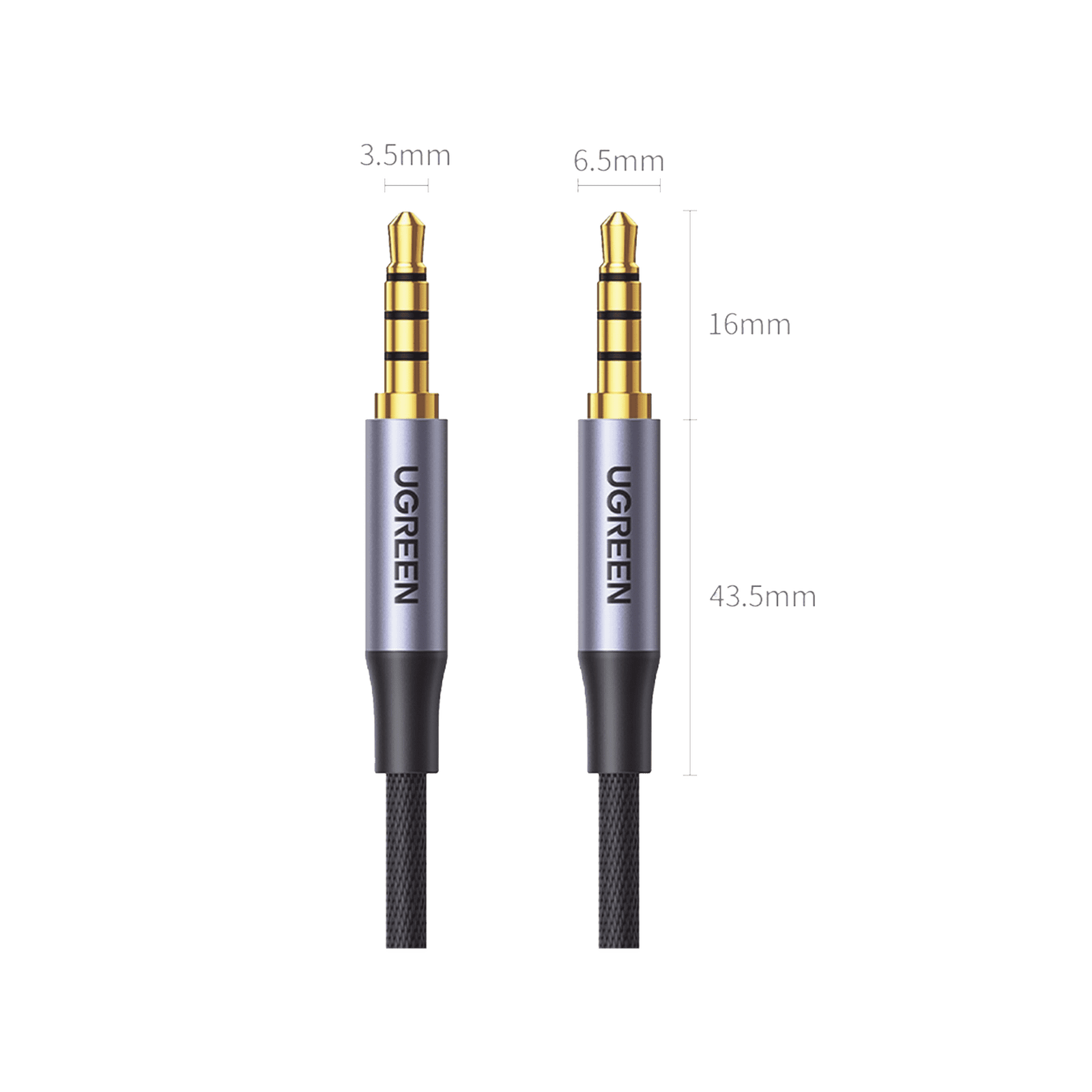 Cable Auxiliar de 3.5mm / Cable Audio Estéreo / Núcleo de Alambre de Cobre Esmaltado / Carcasa de Aluminio Azul + Nylon Trenzado /  Soporta Micrófono / 2 Metros 20782 - UGREEN