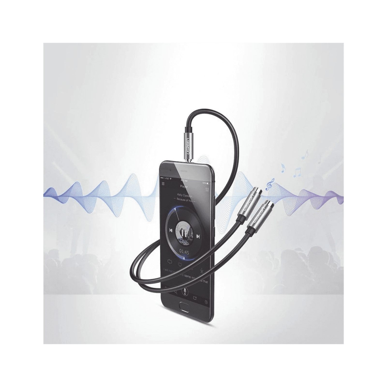 Cable Adaptador/Divisor de Audio de 3.5mm Macho a 2 Terminales de 3.5mm Hembra / 25 cm de Longitud / Cable TPE / Color Negro 20816 - UGREEN