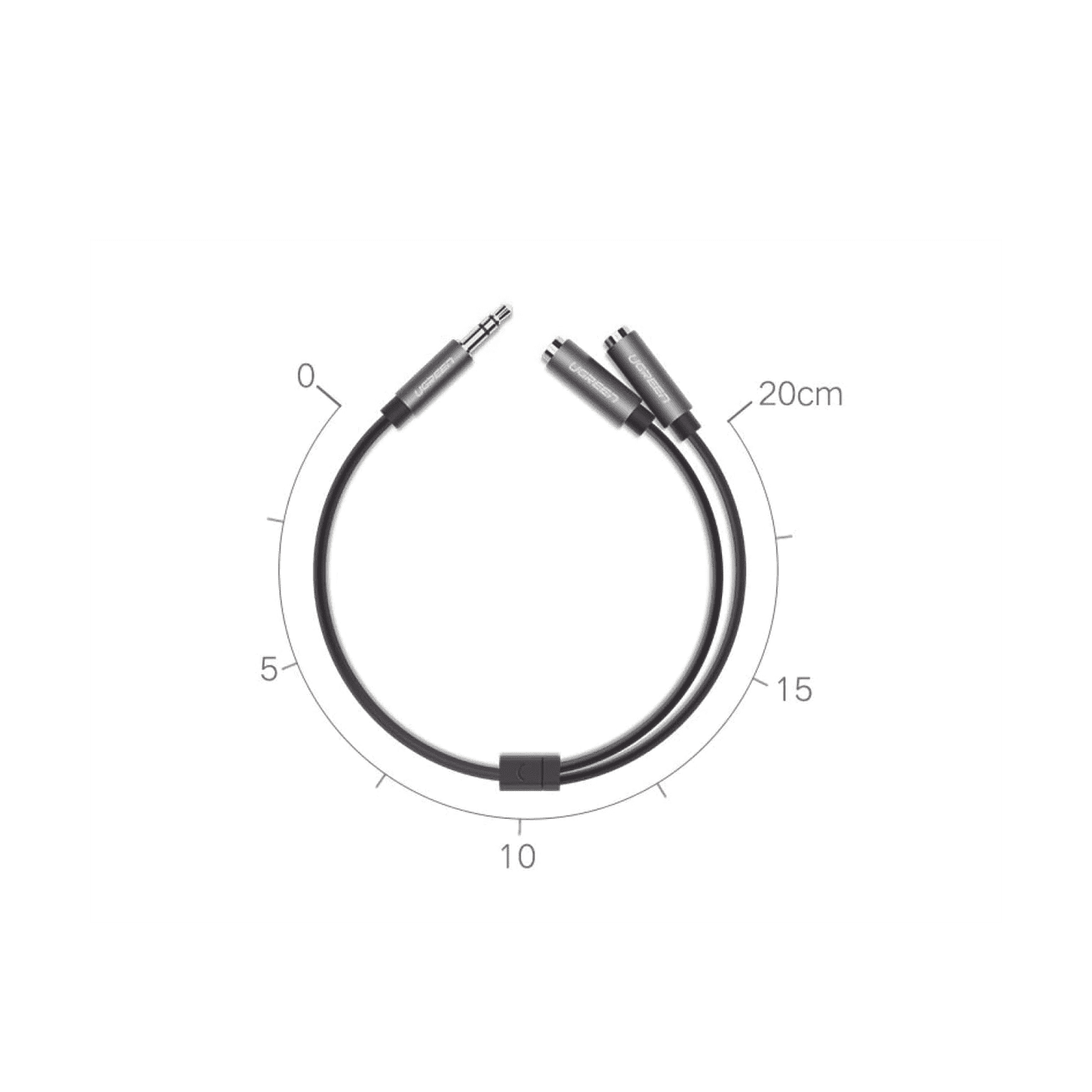 Cable Adaptador/Divisor de Audio de 3.5mm Macho a 2 Terminales de 3.5mm Hembra / 25 cm de Longitud / Cable TPE / Color Negro 20816 - UGREEN