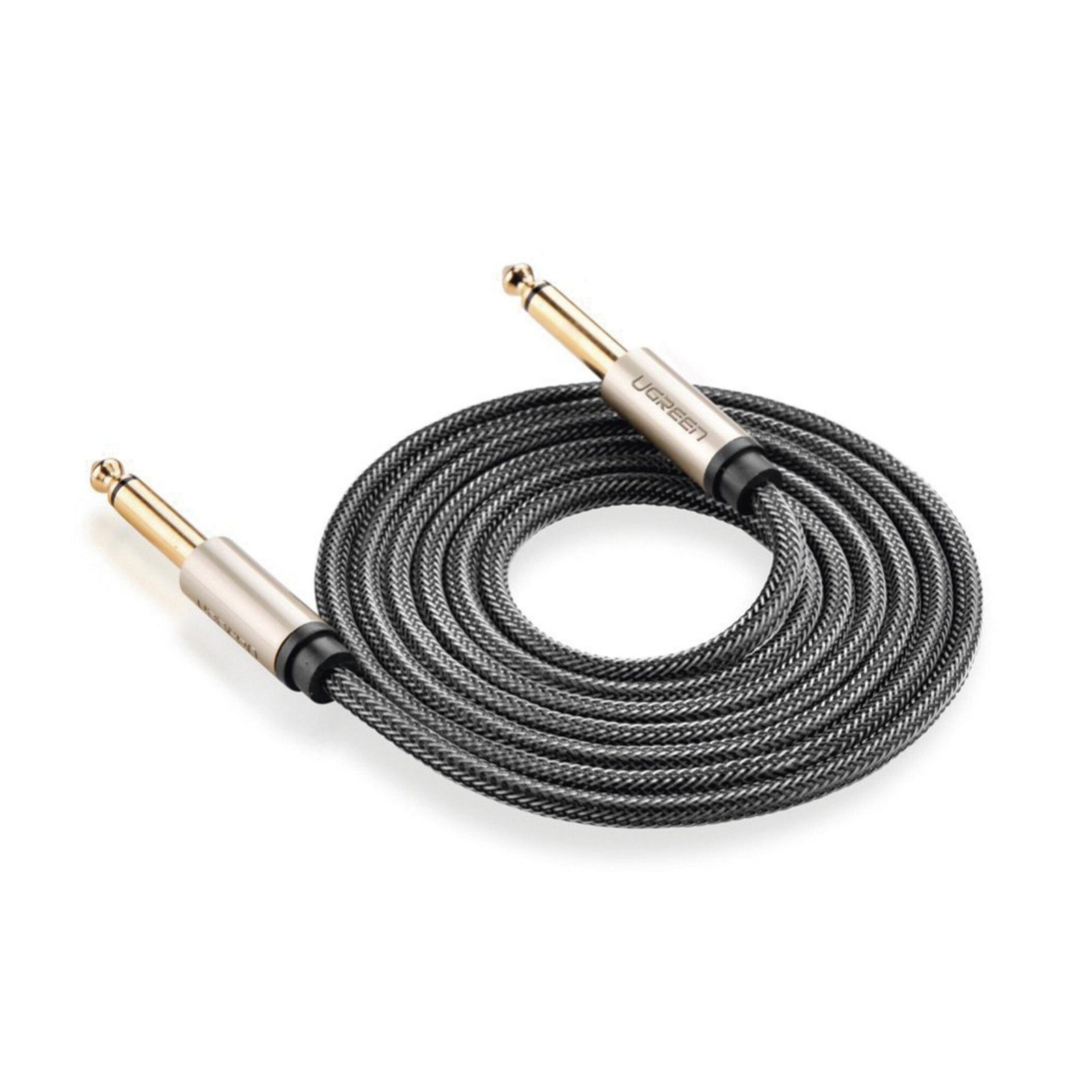 Cable de Audio Mono 6.35mm (1/4″) Macho a 6.35mm (1/4″) Macho / 10 Metros / Núcleo de Cobre / Blindaje Interno / Nylon Trenzado / Color Negro 40815 - UGREEN