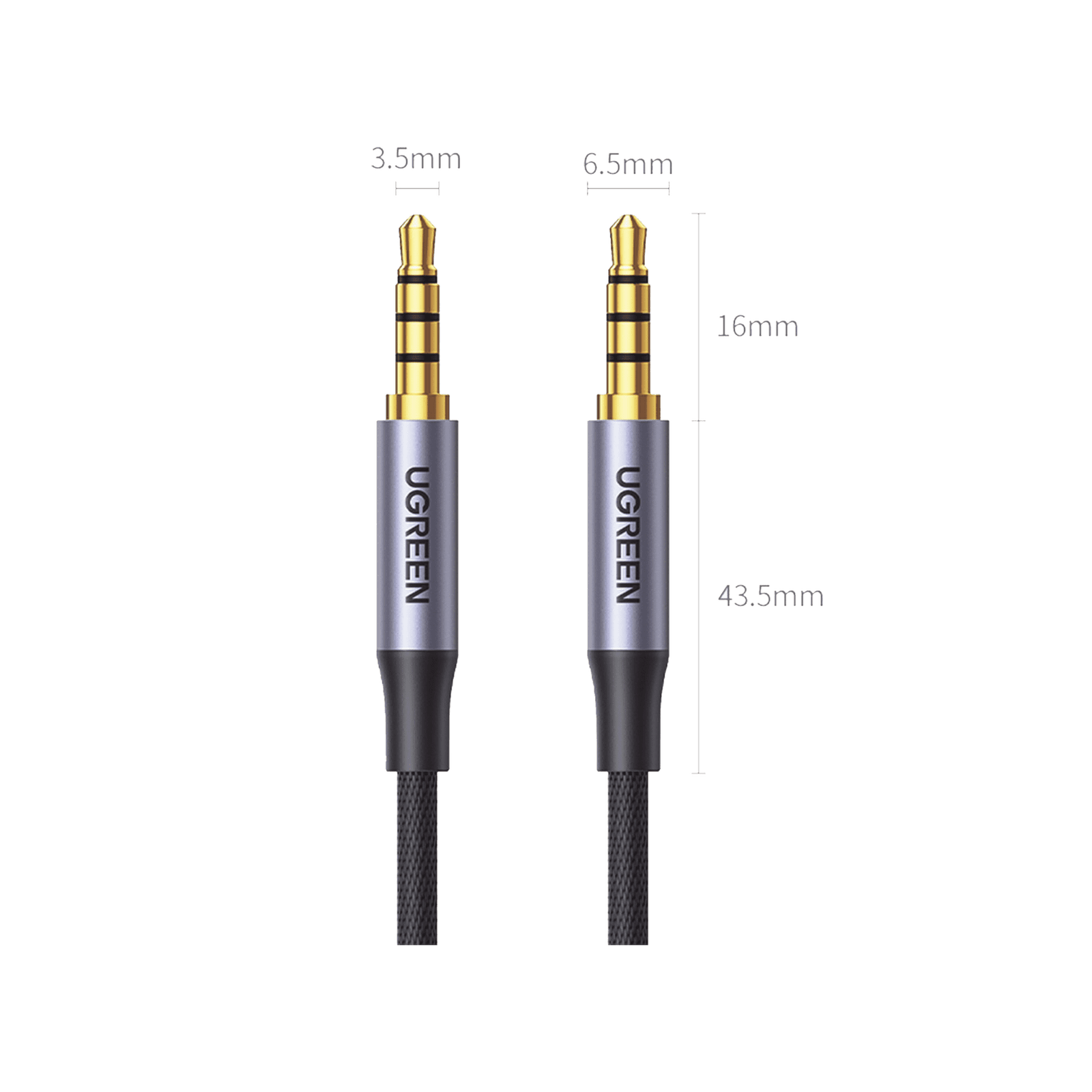 Cable Auxiliar de 3.5mm / Cable Audio Estéreo / Núcleo de Alambre de Cobre Esmaltado / Carcasa de Aluminio Azul + Nylon Trenzado / Soporta Micrófono / 5 Metros 90788 - UGREEN