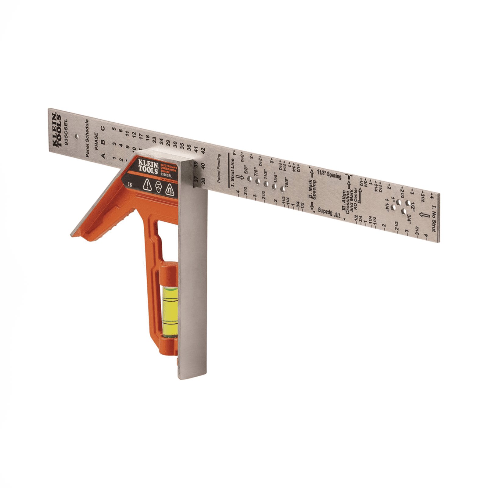 Escuadra Especial de 12 Pulgadas, con Bordes de 45° y 90° y Regla Magnética. Ranura en V para Diámetro de Tubo Conduit 935CSEL - KLEIN TOOLS