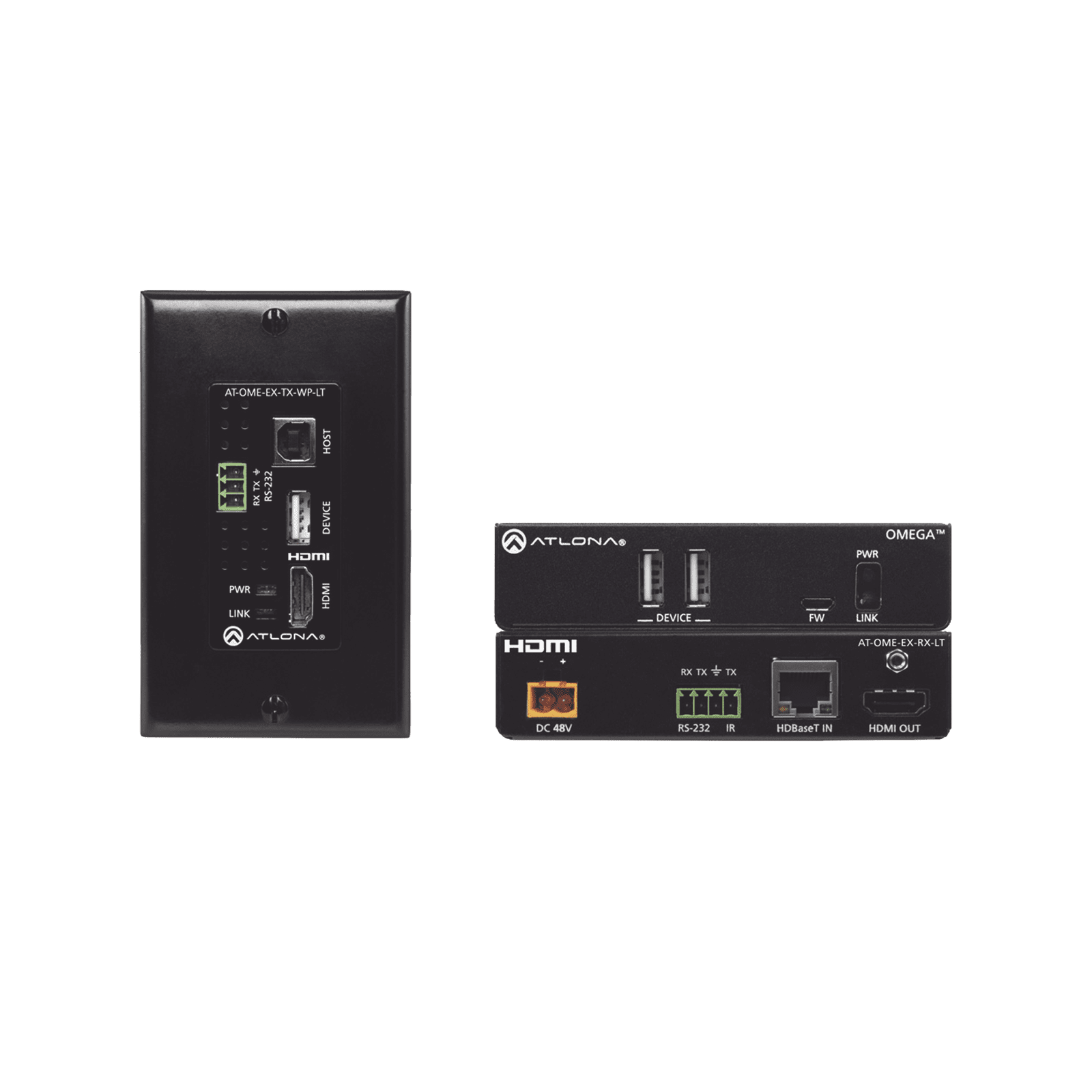 OMEGA 4K/UHD Placa de pared HDBaseT TX/RX para HDMI con USB AT-OME-EX-WP-KIT-LT - ATLONA