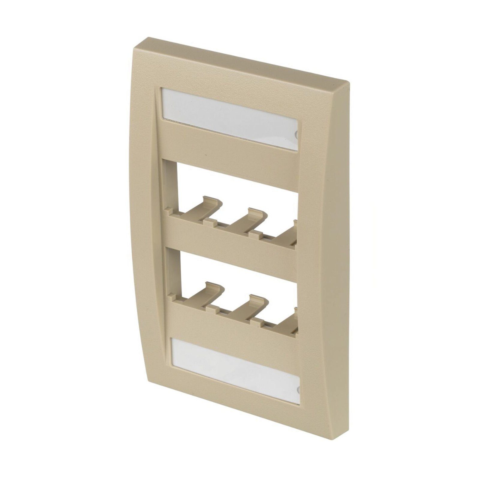 Placa de Pared Vertical Ejecutiva, Salida Para 6 Puertos Mini-Com, Con Espacios Para Etiquetas, Color Marfil CFPE6EIY - PANDUIT