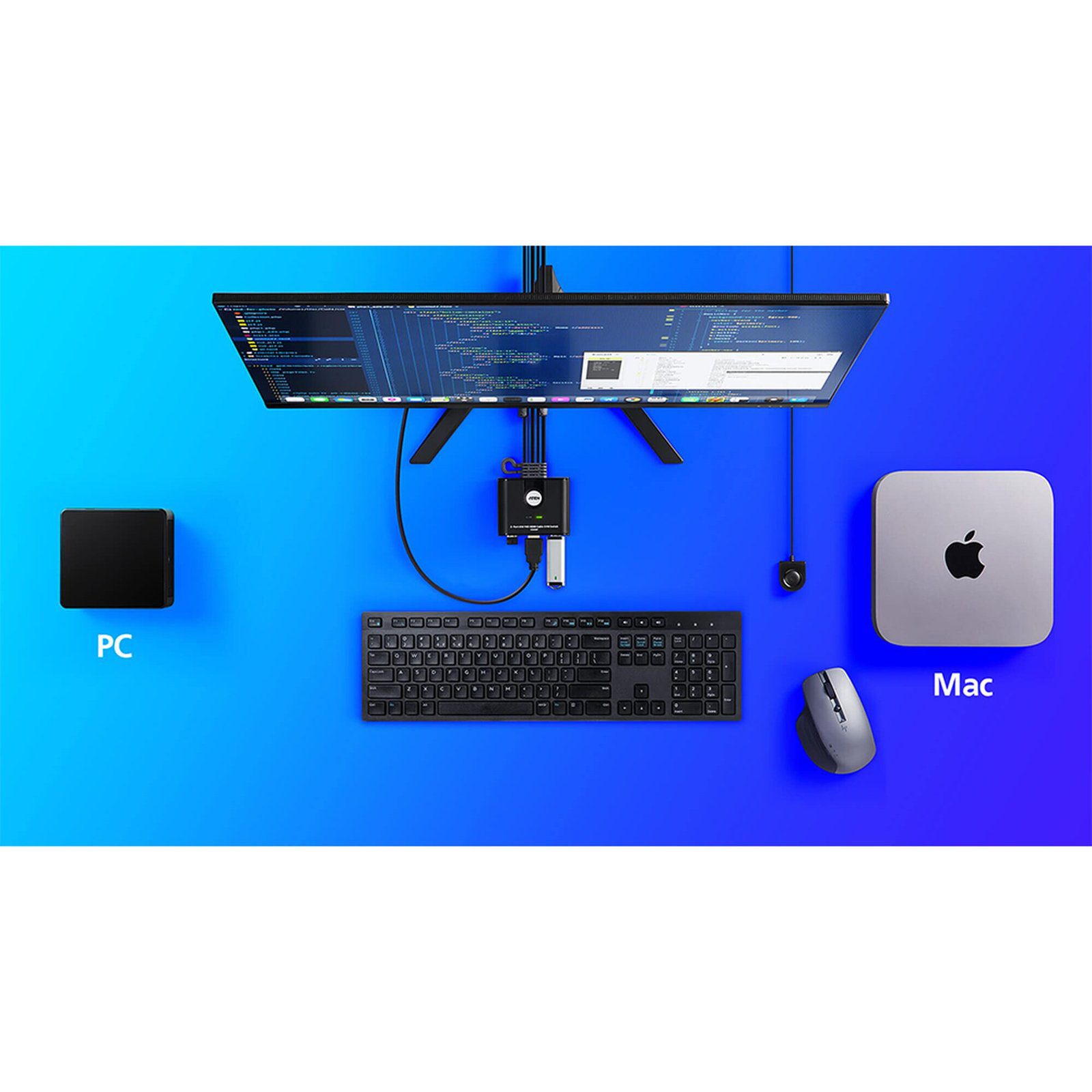 Switch KVM | USB FHD HDMI | de 2 puertos en formato cable CS22HF - ATEN