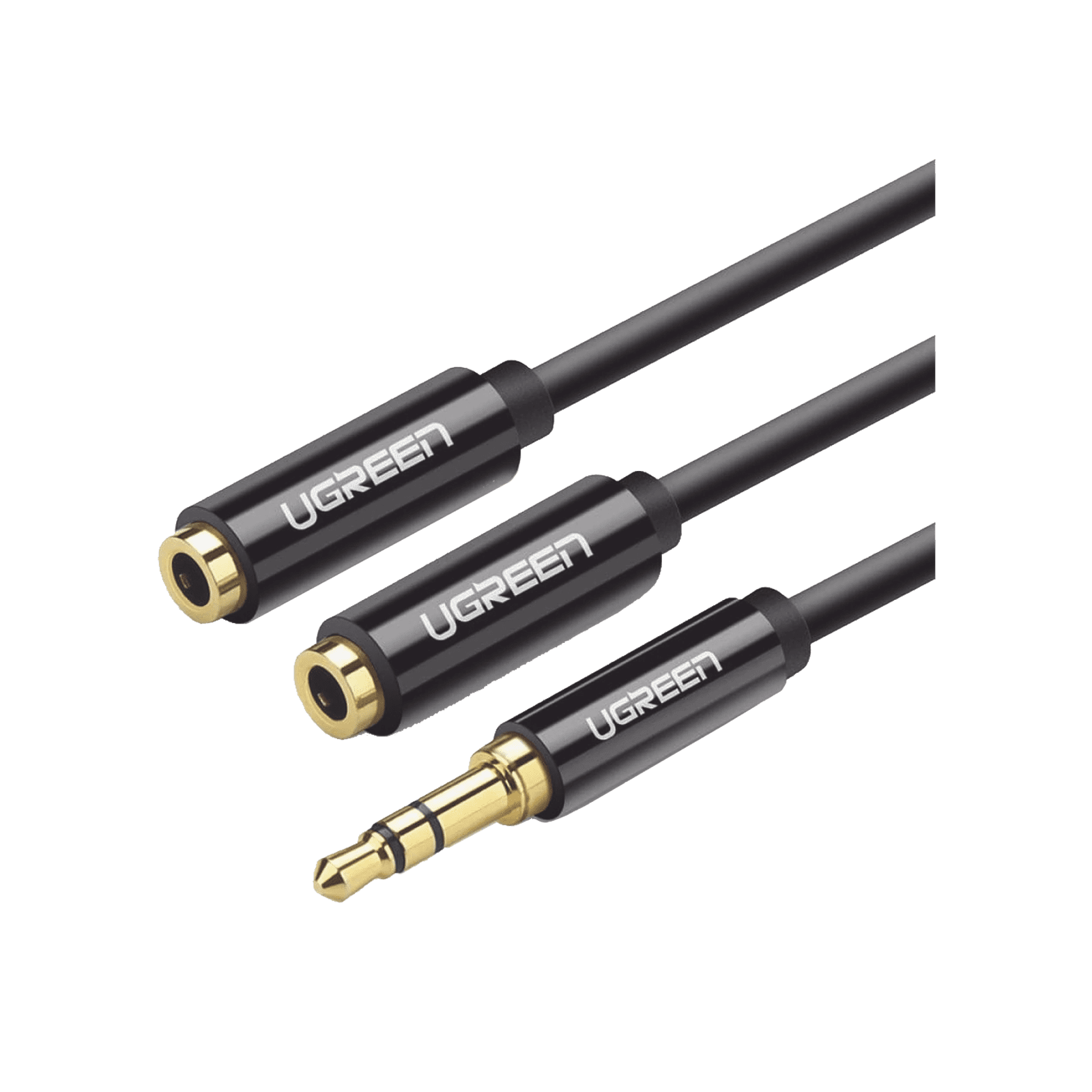 Cable Adaptador/Divisor de Audio de 3.5mm Macho a 2 Terminales de 3.5mm Hembra / 25 cm de Longitud / Cable TPE / Color Negro 20816 - UGREEN