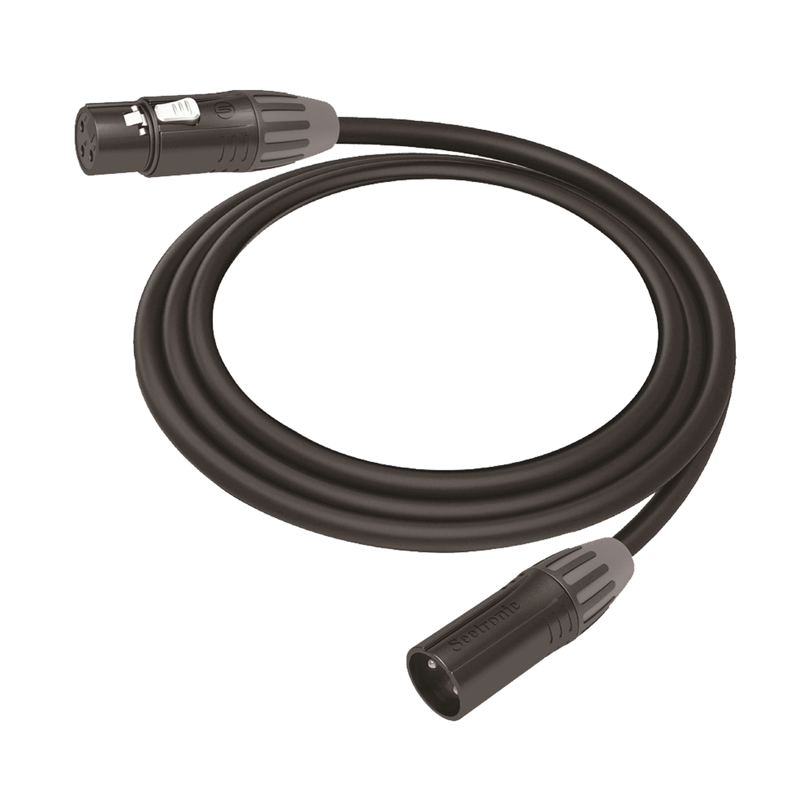 Cable XLR | 3 polos | Conector Hembra-Macho | Serie M | Carcasa Negra | Contactos Dorados | Ideal para Microfonía | Longitud 5m CMC-MF3-MM3-L-5M - COSMICONN
