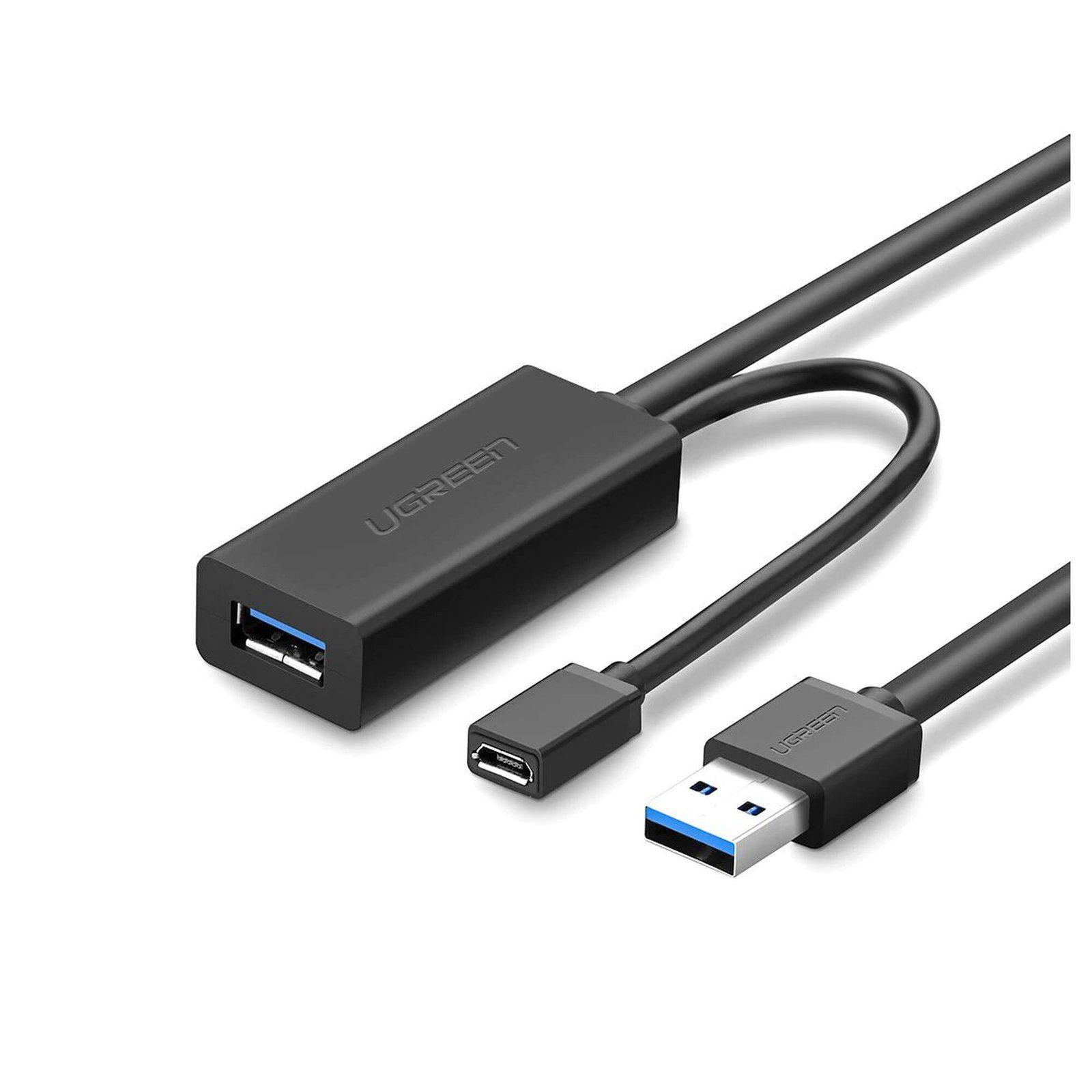 Cable de Extensión Activo USB 3.0 con puerto de alimentación Micro USB / 10 Metros / USB 3.0 a 5Gbps / No requiere controlador / Ideal para impresoras, consolas , Webcam, etc. 20827 - UGREEN
