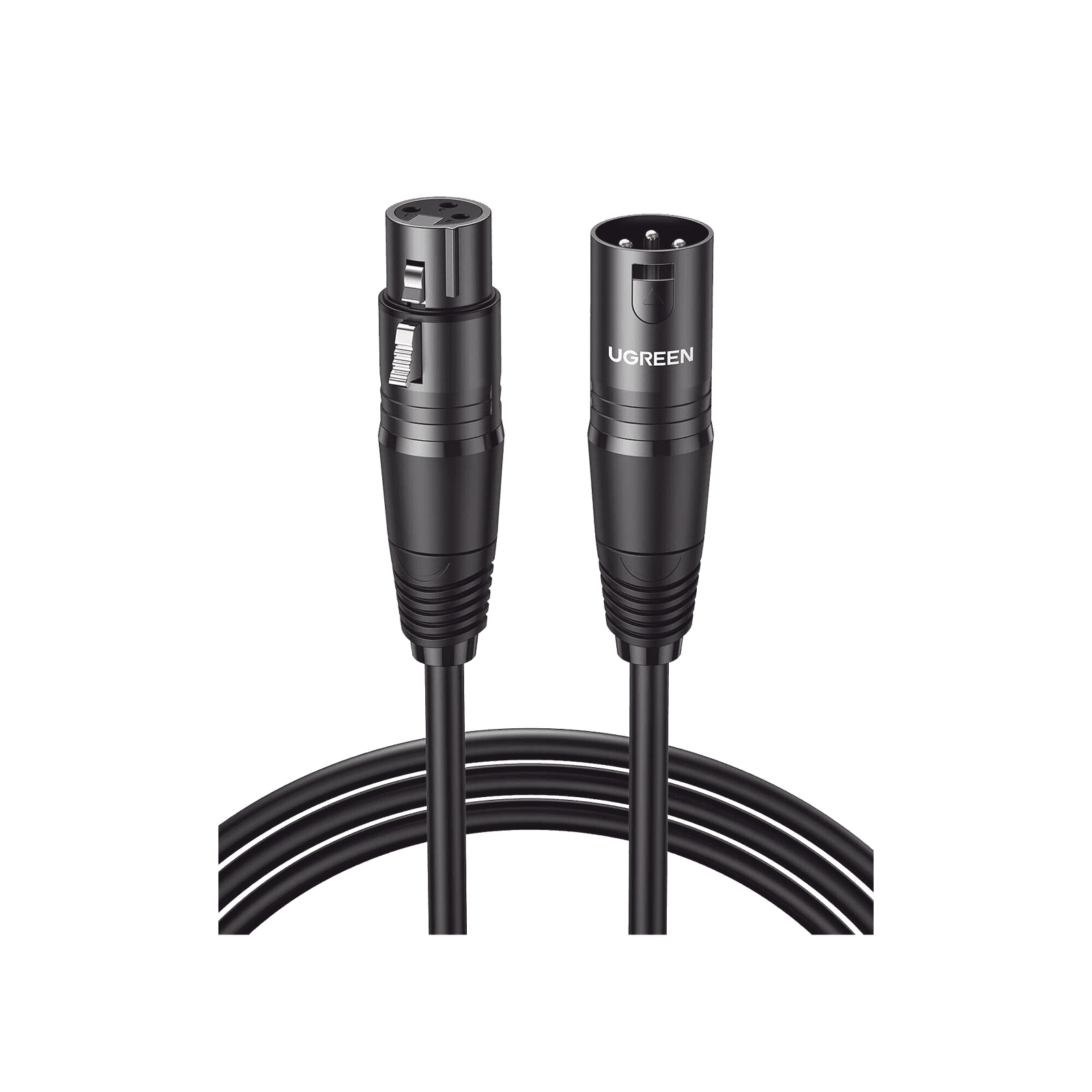 Cable para Micrófono XLR Tipo Canon Macho a Hembra / 10 Metros / Plug & Play / Antiinterferencias / Triple Blindaje / Alta Calidad / Color Negro 20714 - UGREEN