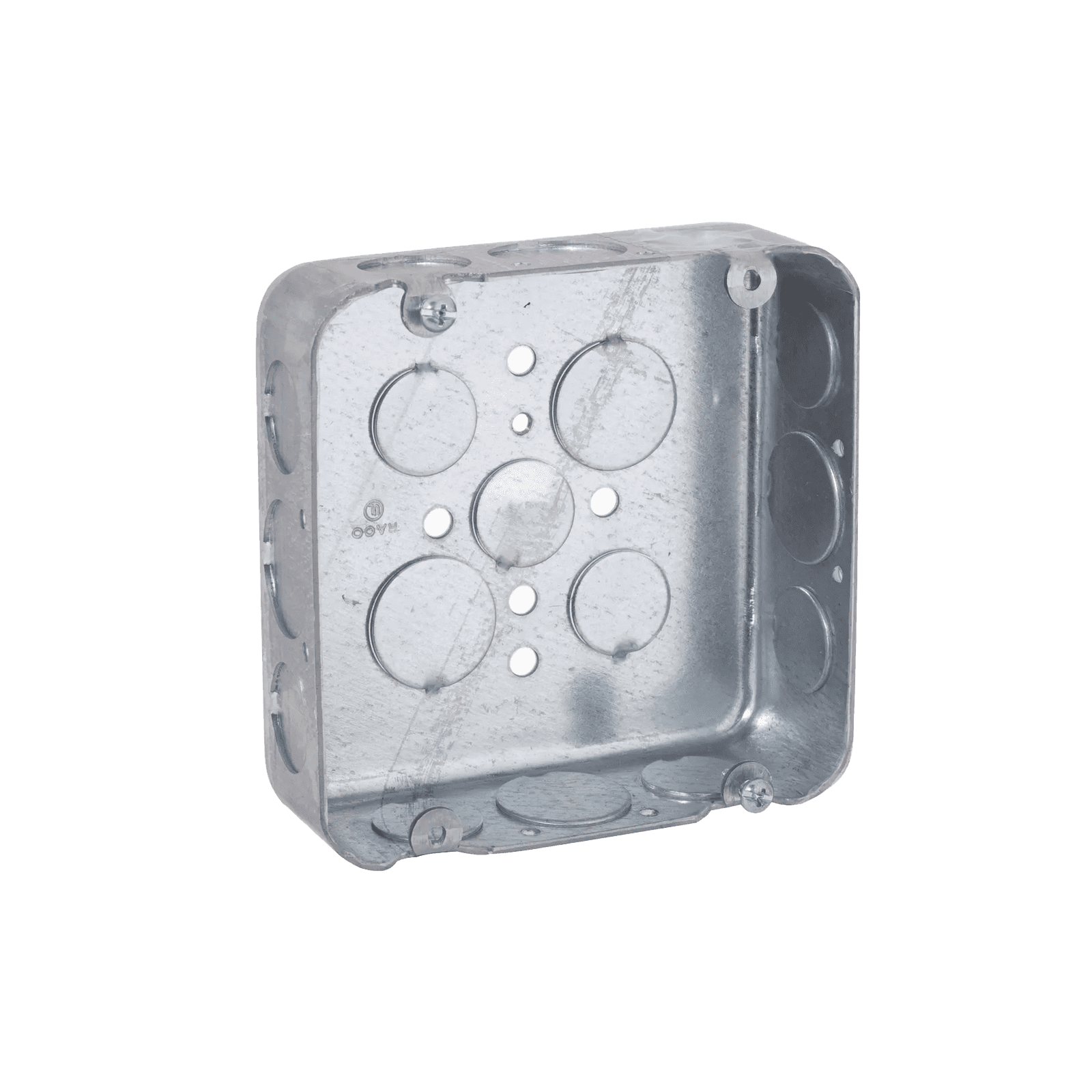 Caja Cuadrada  4 11/16″/ Profundidad  1 1/2″/ 11 Entradas 1/2″, 6 Entradas 3/4″/ Troquelada. HUB-247 - RACO