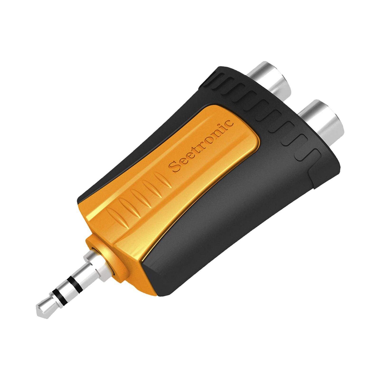 Conector Estéreo | 3.5 mm – 2 x conector Hembra RCA | Adaptador de Carcasa de Plástico MMJ3-2RF - SEETRONIC