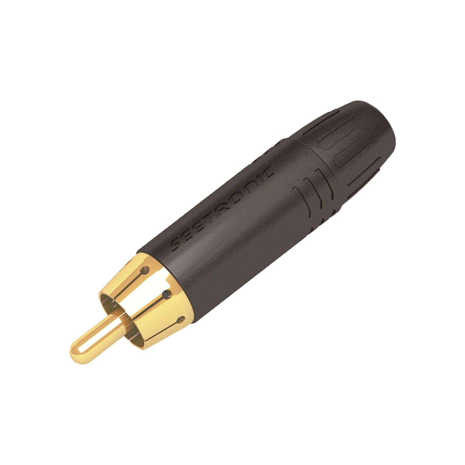 Conector Macho RCA | Carcasa Enchapada en Negro | Contacto Enchapado en Oro | Cable OD 3.5-6.5mm MT380 - SEETRONIC