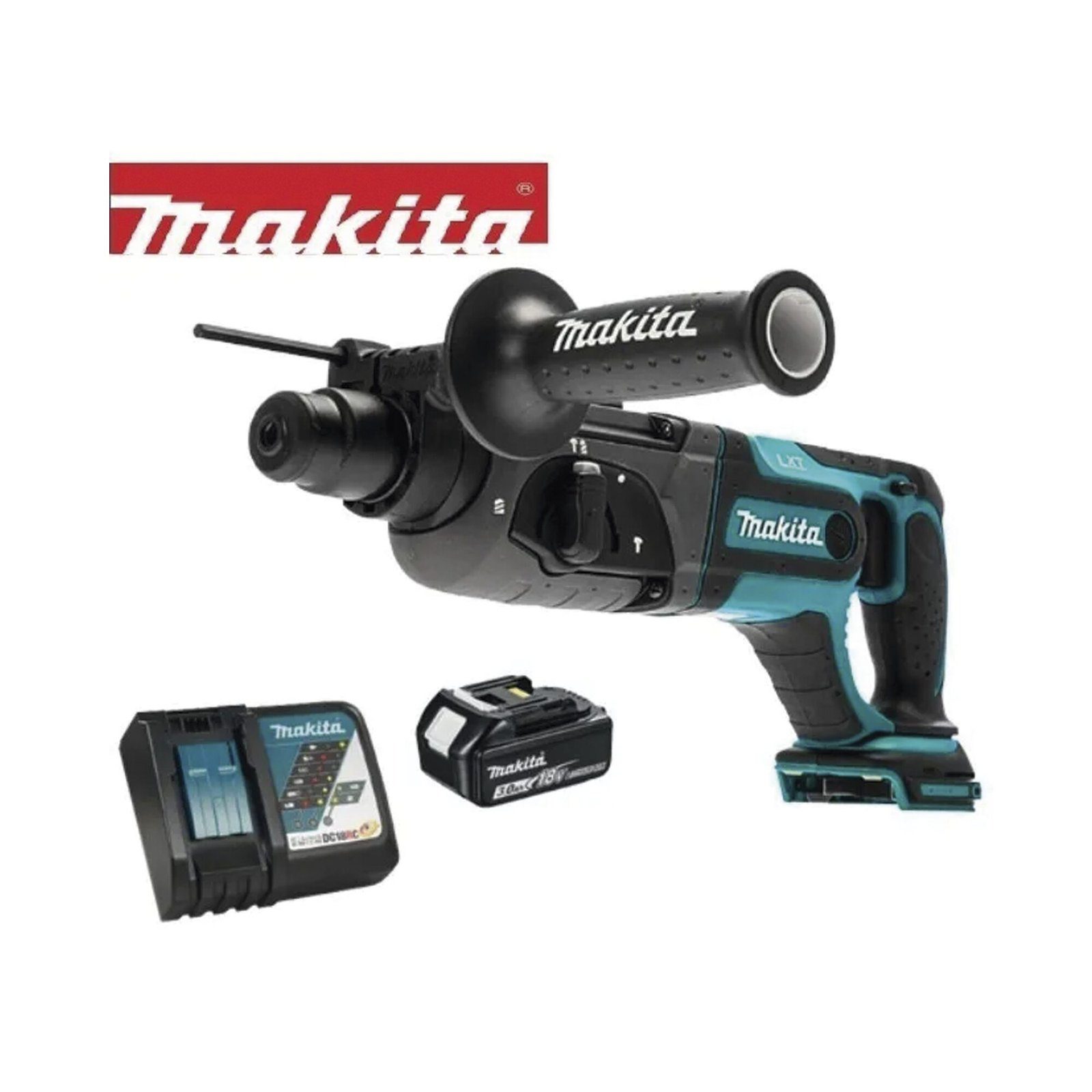 Rotamartilló 18V, SDS 0-1.200 Rpm, 3 Modos de Trabajo, Incluye 2 Baterías de 3.0 Ah, Cargador y Maletín. DHR241RFE - MAKITA