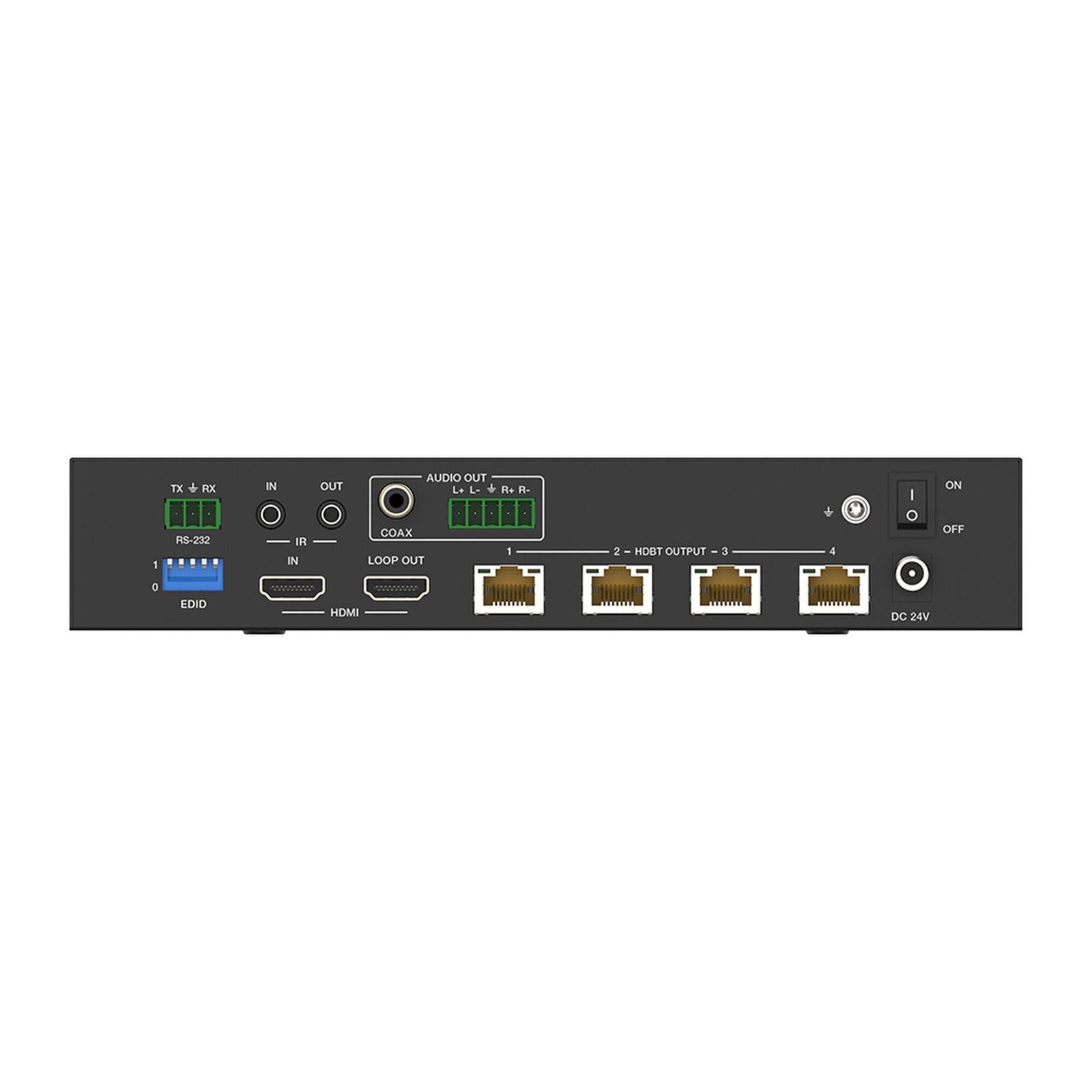 Splitter mas Extensor de Video | 1×4 | ProAV | HDBaseT™ | 120m en 4K@60Hz | 150m en 1080p@60Hz | Cat6/6a/7 | Gestión Avanzada EDID | Control IR y RS232 | PoC | Salida de Audio EPP-SPB14H150 - EPCOM PROAUDIO