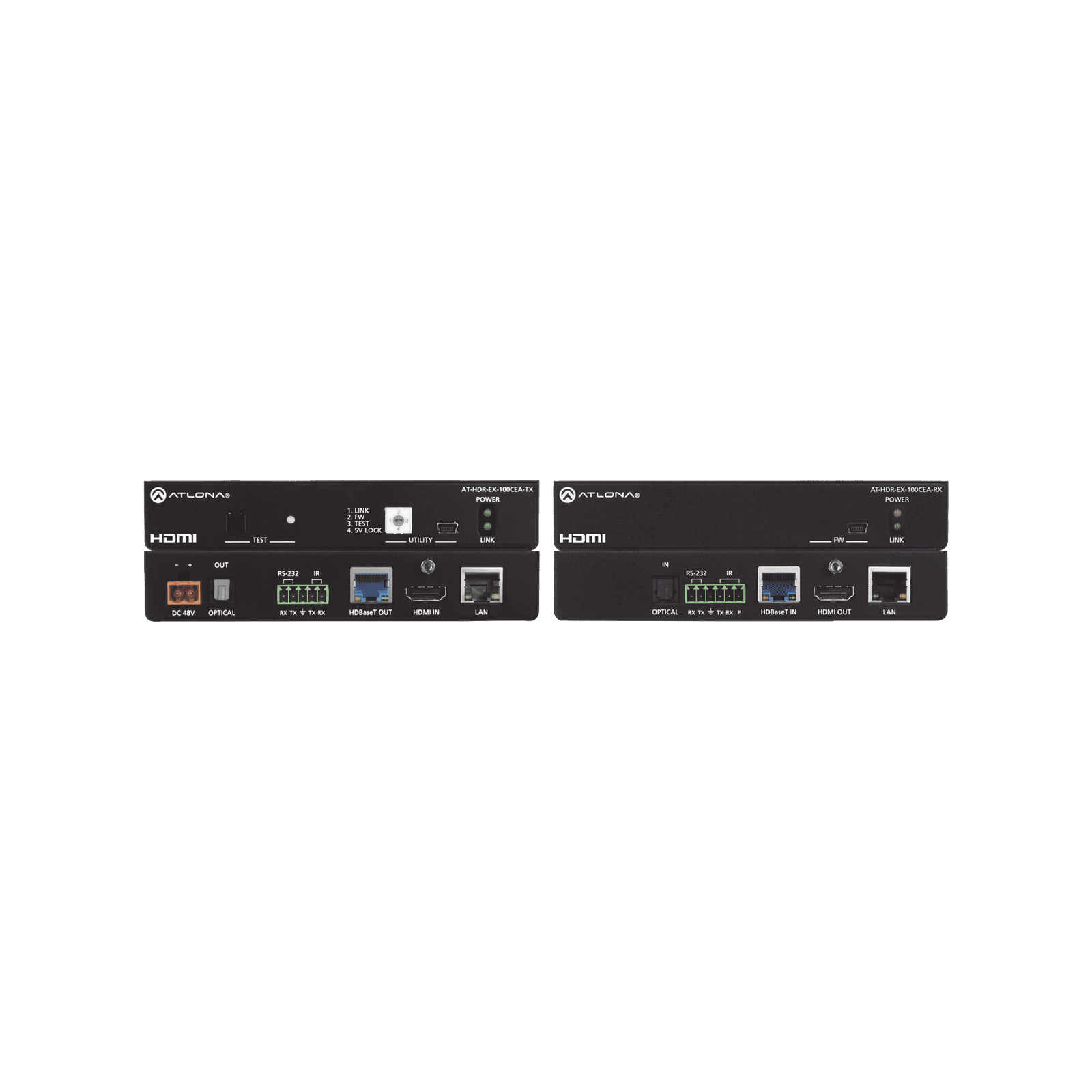 Extensor 4K HDR HDMI Más de 100 M HDBaseT TX/RX con Ethernet, control, PoE y retorno de audio AT-HDR-EX-100CEA-KIT - ATLONA