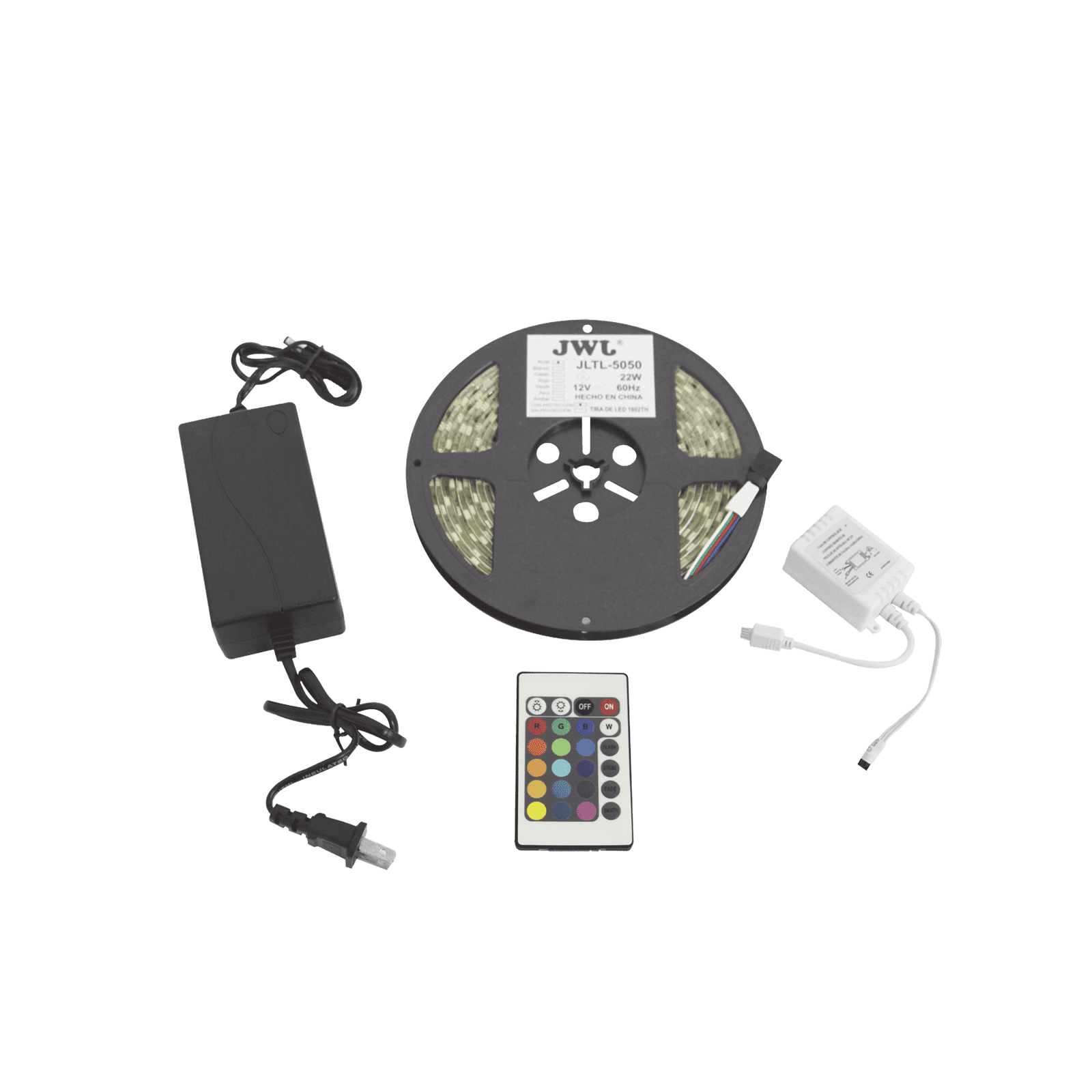 Tira Led Multicolor de 5 m / Uso Interior / Potencia 22 W / 900 lm/ 12 V CD / IP 20 / Necesario transformador (no incluido) JLTL-5050-IP20-RGB - JWJ
