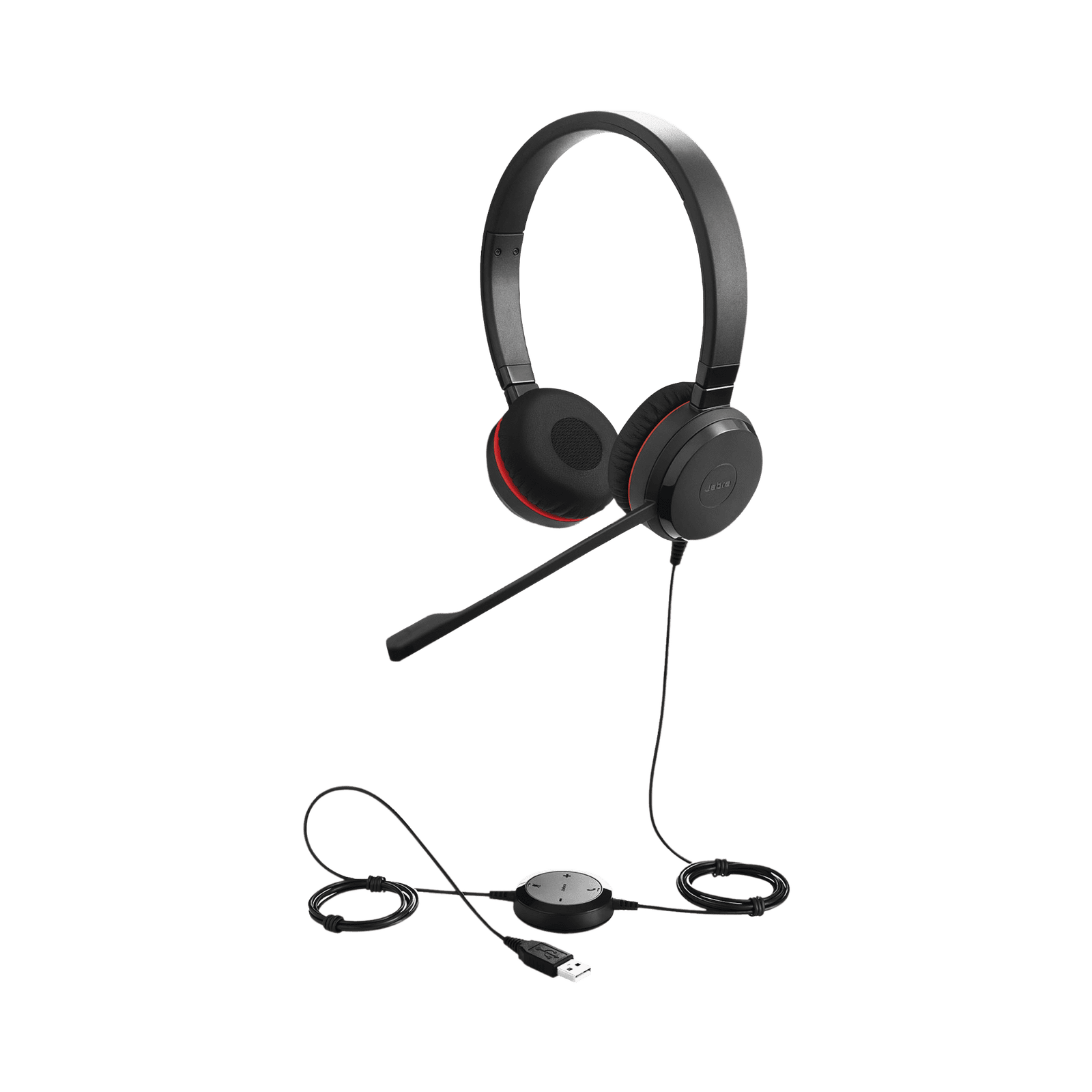 Jabra Evolve 30 Duo con conexión USB / 3.5mm, micrófono con cancelación de ruido y controlador en el cable con botones e indicadores LED (5399-829-309) EVOLVE-30-DUO-UC - JABRA