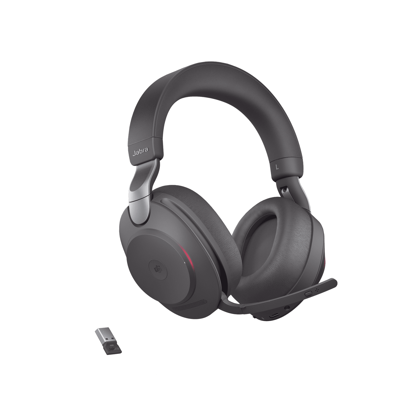 Jabra Evolve2 85, Auricular stereo versión MS con cancelación de ruido activa, dongle USB-A indicador de ocupado (Busylight)(28599-999-999) EVOLVE2-85-MS-BK-A - JABRA