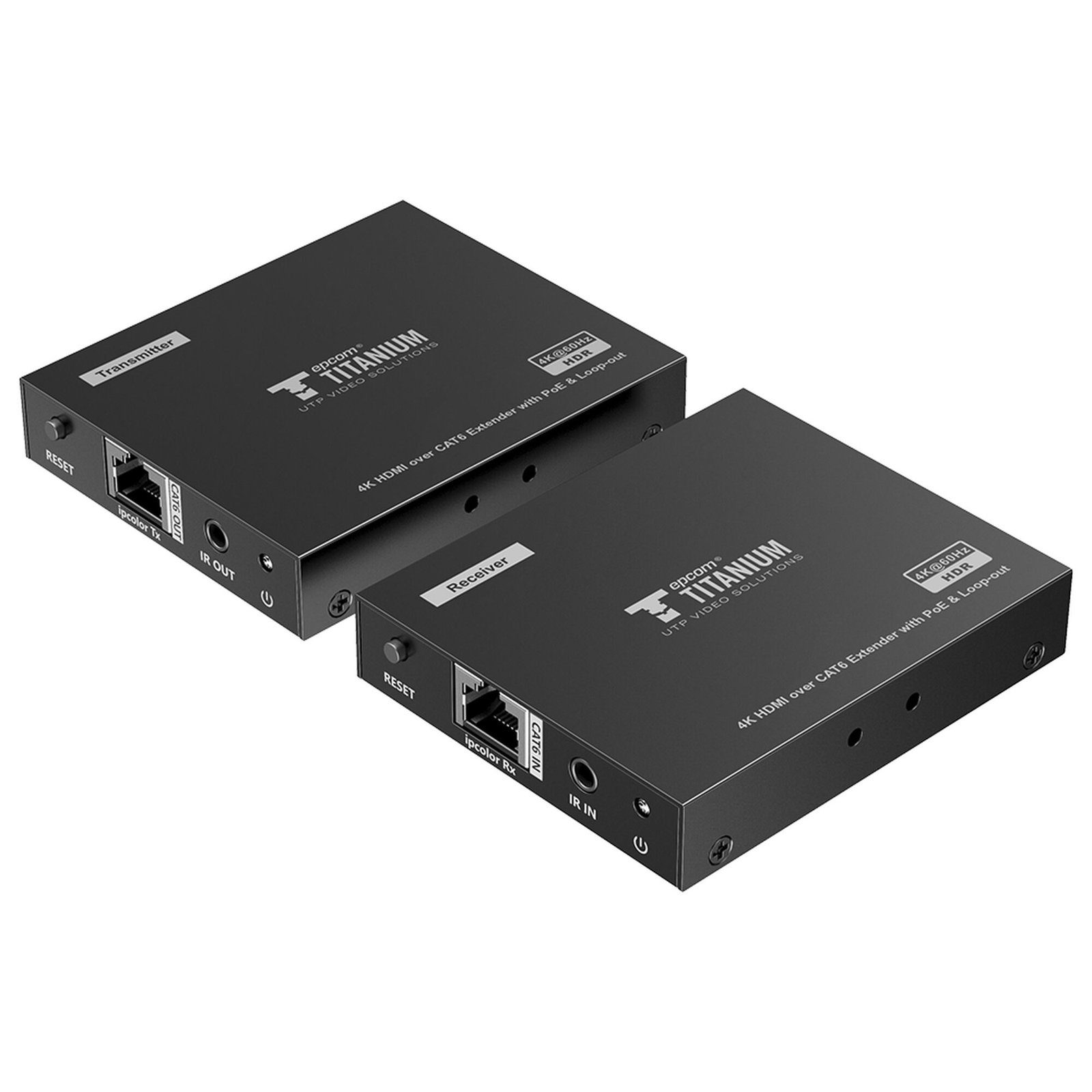 Kit Extensor HDMI para distancias de 70 metros / Resolución 4K x 2K@ 60 Hz/ Cat 6, 6a y 7 / IPCOLOR / CERO LATENCIA / SIN COMPRIMIR / Salida Loop / Control IR  / Salida de audio de 3.5mm / PoC TT-672PRO - EPCOM TITANIUM