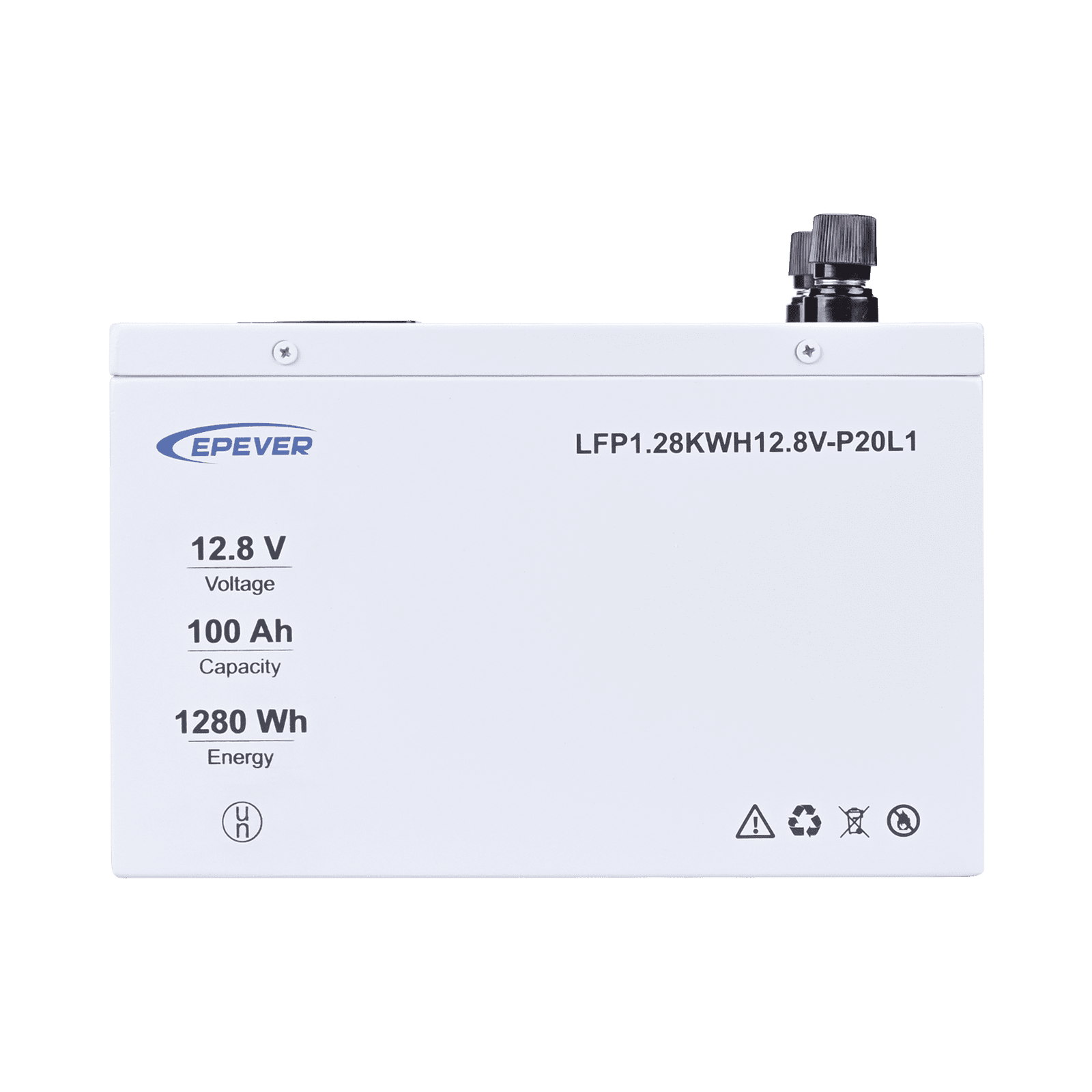 Batería de Litio LiFePO4 12.8Vcc, 100Ah, 1.28KwH, Pantalla LCD para Monitoreo Local, Carcasa Metálica LFP100EP128 - EPEVER
