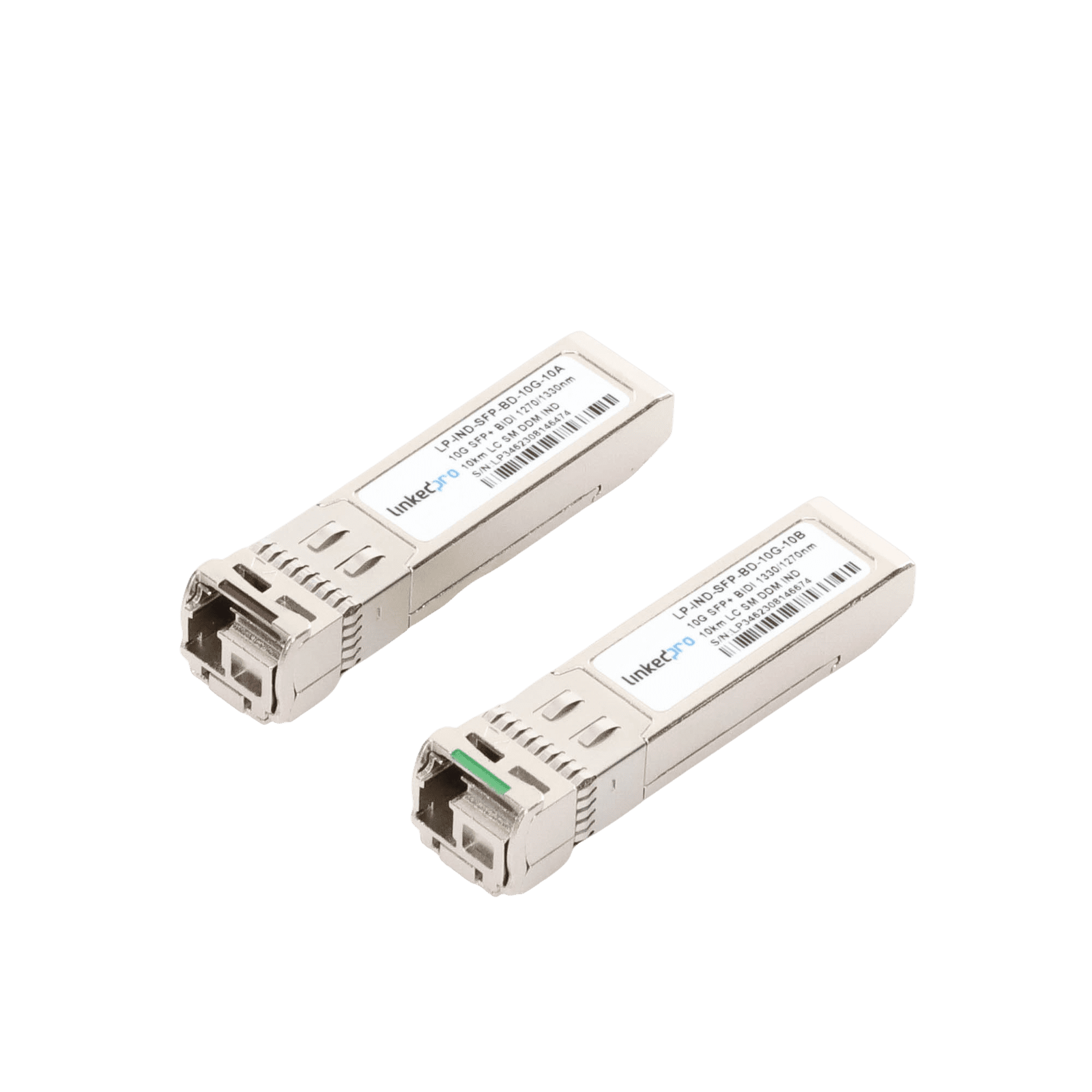 Transceptores Industriales SFP+ Bidireccionales (Mini GBIC) / Monomodo / 10 Gbps / Conector LC / Hasta 10 km de Distancia / 2 Piezas LP-IND-SFP-BD-10G-10 219432 - LINKEDPRO BY EPCOM