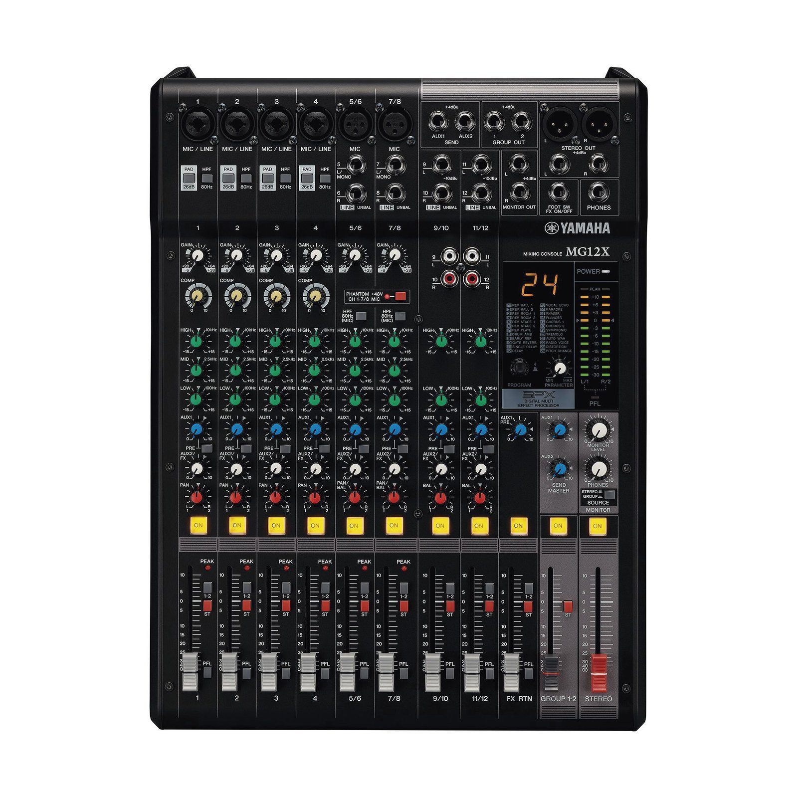 Mezcladora de Audio | 12 Canales | 6 Entradas de Micrófono/línea | 2 Entradas Estéreo | Efectos Integrados | Alimentación Phantom | MG12X MG12XCV - YAMAHA