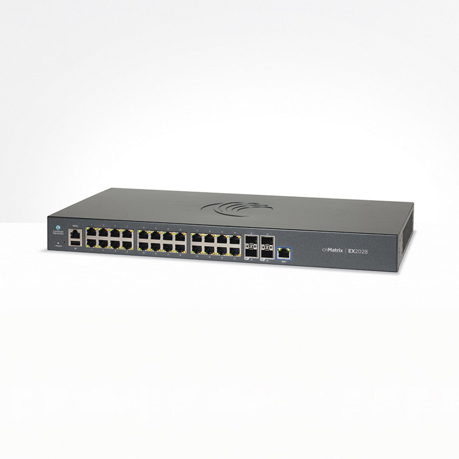 Switch cnMatrix EX2028-P capa 3 de 28 puertos (24 PoE Gigabit 802.3af/at, 4 SFP+) administración desde la Nube (MX-EX2028PxB-U) MX-EX2028PXB-U - CAMBIUM NETWORKS
