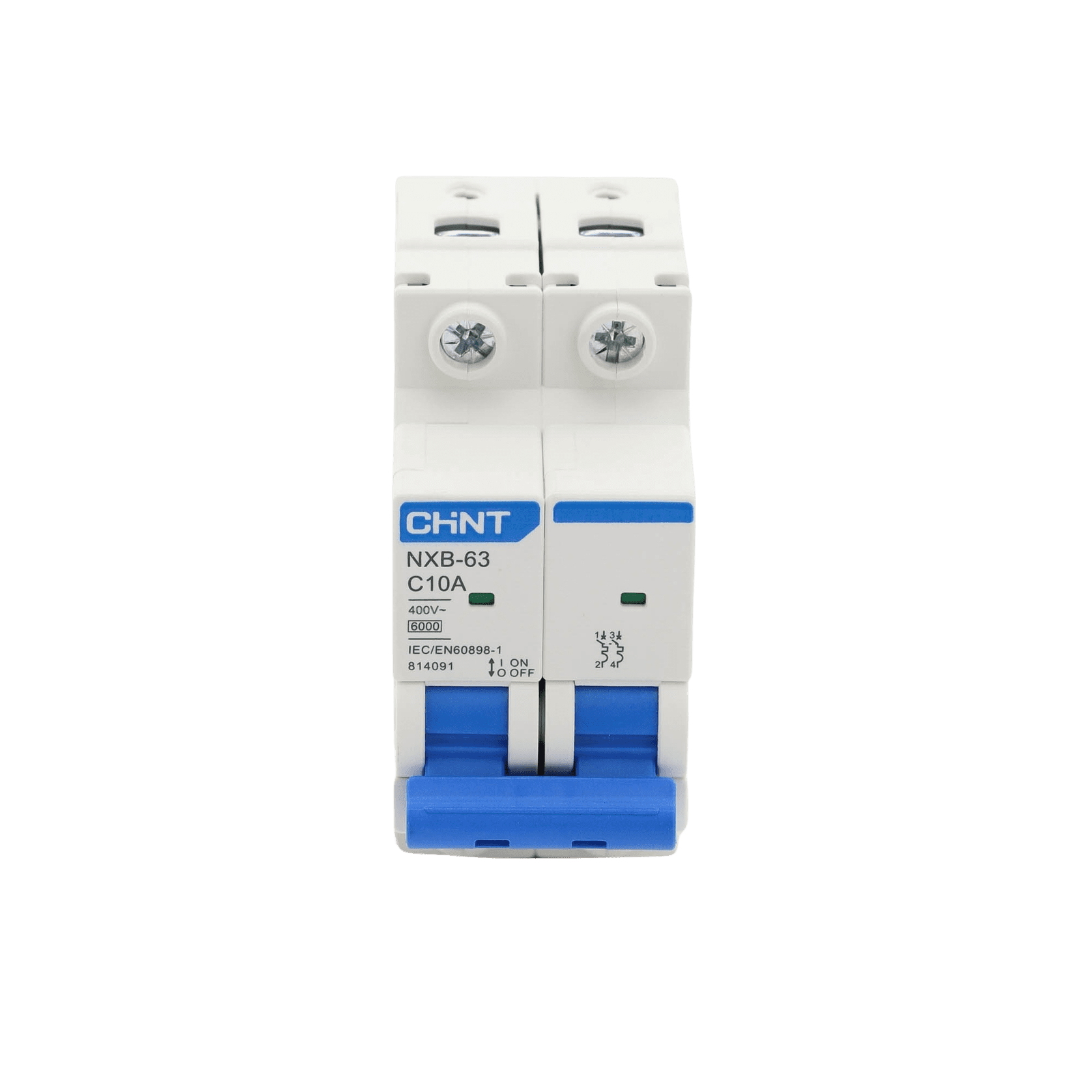 Pastilla para Riel Din, 2 Polos, 10 Amp, Vca:110/415v, 6kA, Catálogo: NXB632PC10, Serie: NXB-63. NXB632PC10 - CHINT