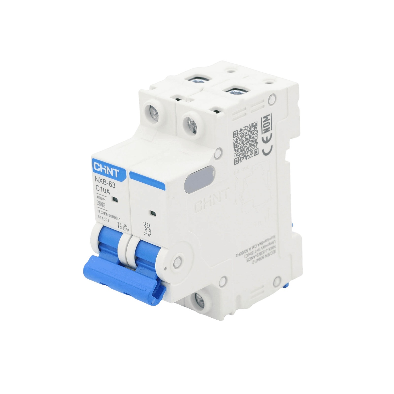 Pastilla para Riel Din, 2 Polos, 10 Amp, Vca:110/415v, 6kA, Catálogo: NXB632PC10, Serie: NXB-63. NXB632PC10 - CHINT
