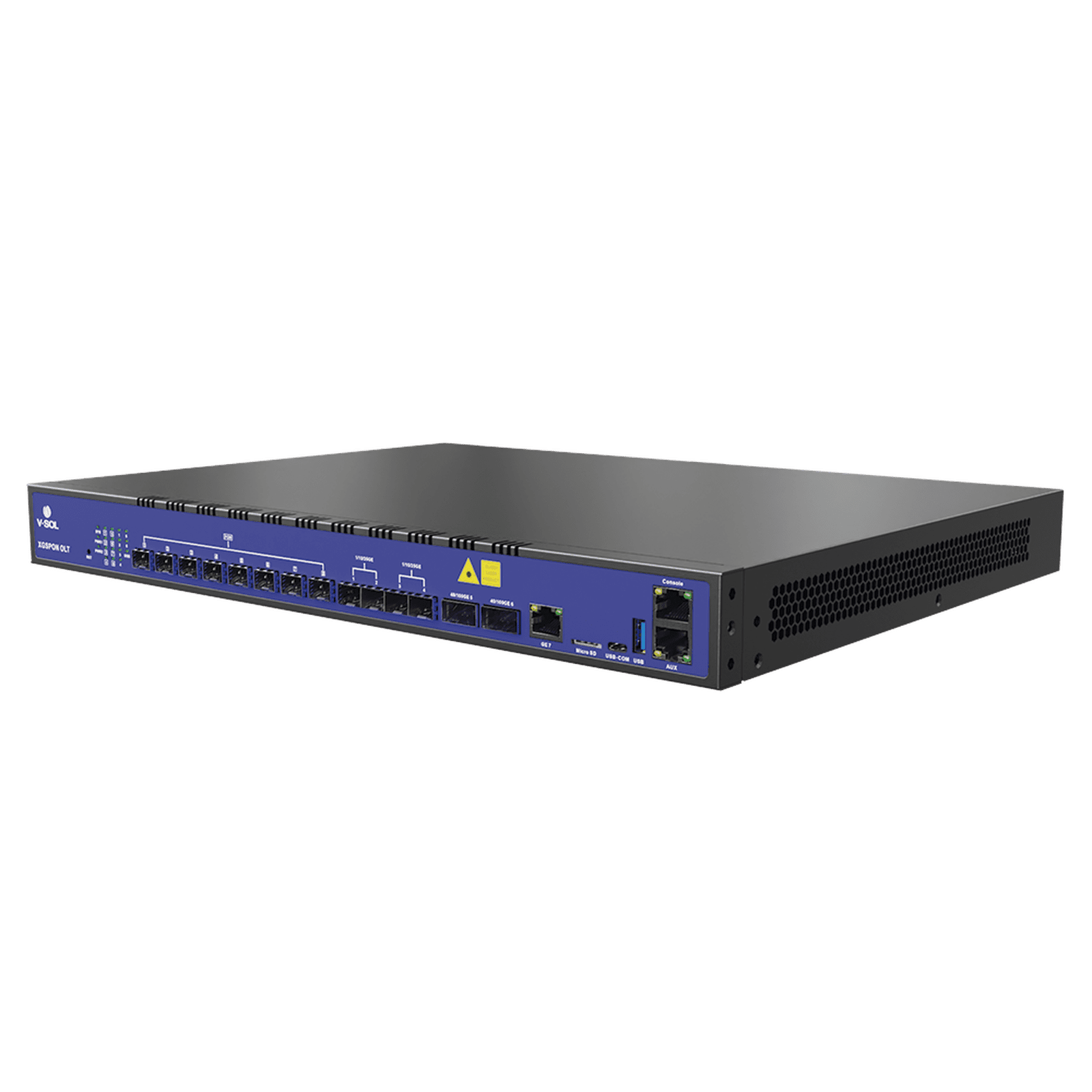 OLT de 8 Puertos XGSPON / 7 Puertos Uplink (1 Puerto RJ45 + 4 Puertos SFP28 + 2 Puertos QSFP28) /  Hasta 2,048 ONUs V3600G1-C - V-SOL